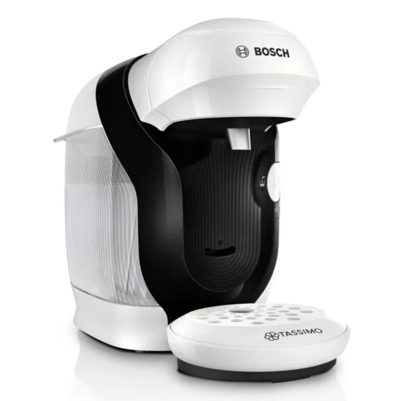 Detalle de Bosch TAS114E: cafetera de cápsulas blanca 0,7 L, 1400 W, intensidad ajustable
