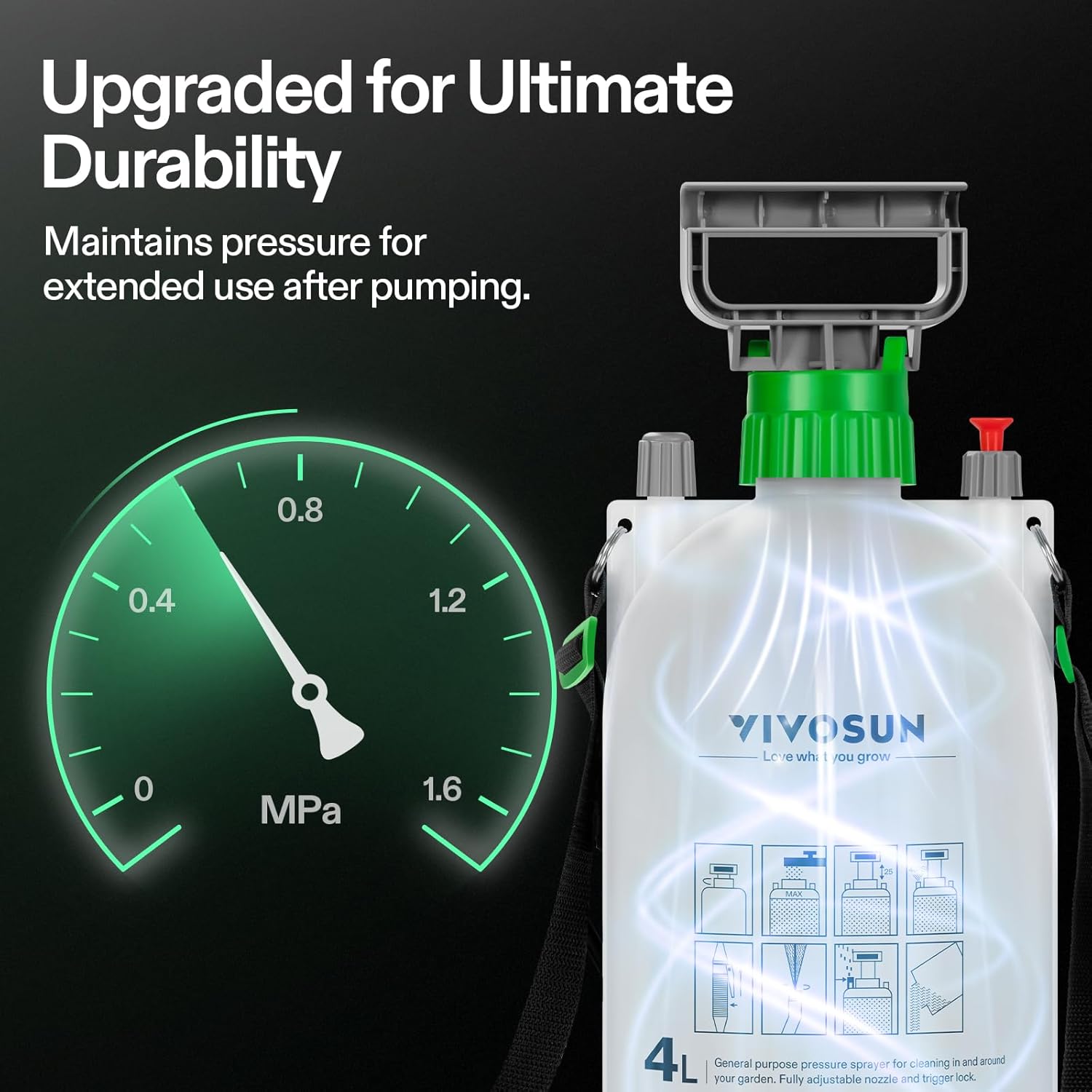 Thumbnail 4 de VIVOSUN Spruzzatore a pressione 4L con pompa e 3 ugelli