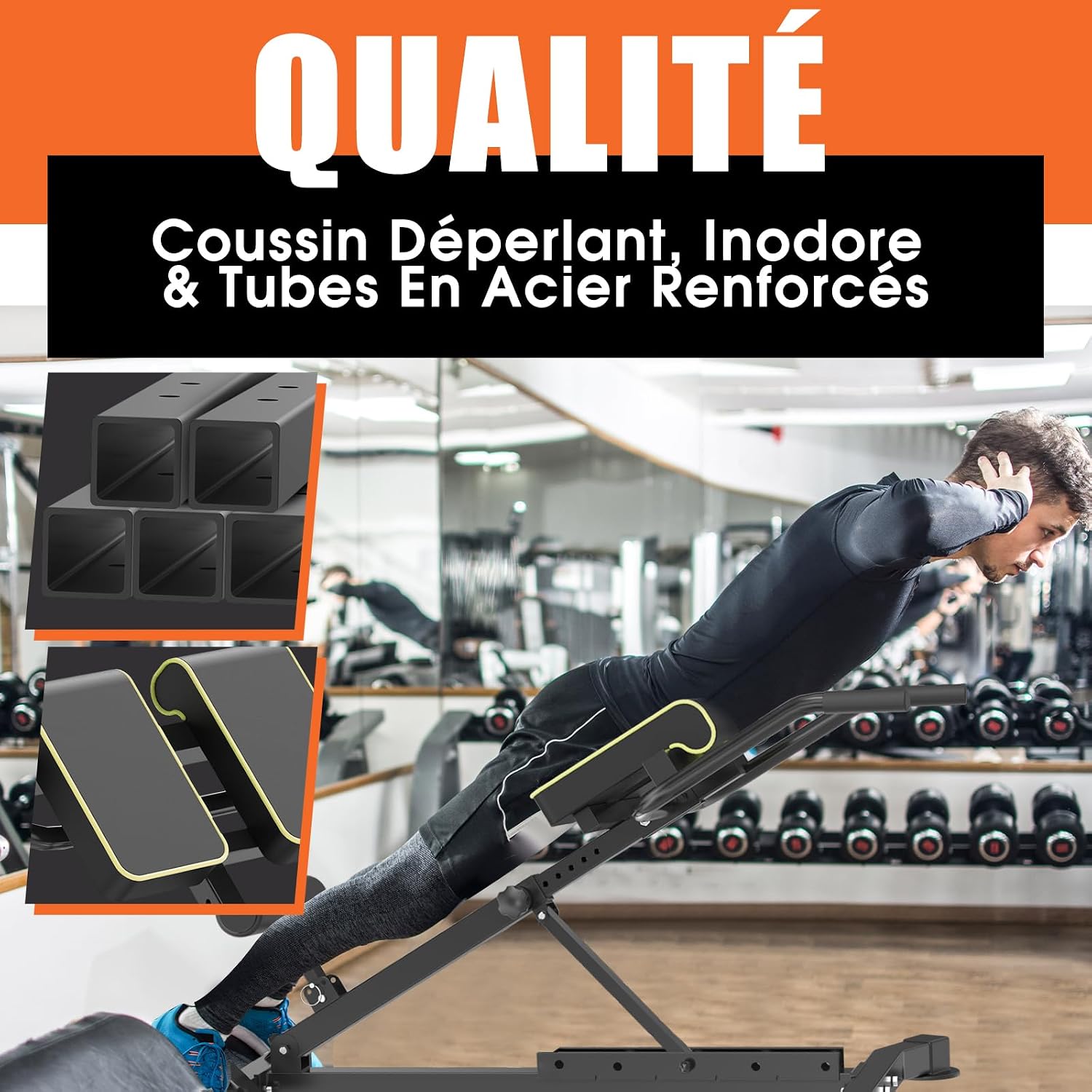 Thumbnail 6 de DH FitLife Chaise romaine 5-en-1 pliable pour hyperextensions, dips et abdominaux (jusqu’à 150 kg)