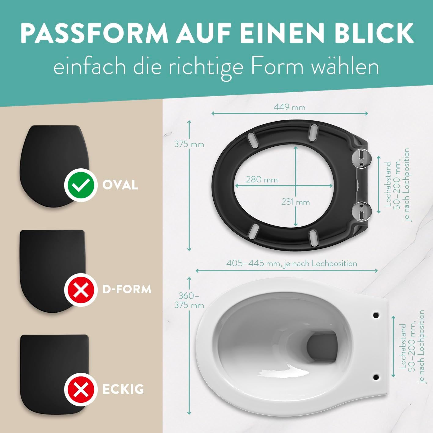 Thumbnail 6 de BENKSTEIN Premium Toilettendeckel antibakteriell oval schwarz – Duroplast, Quick-Release & Softclose