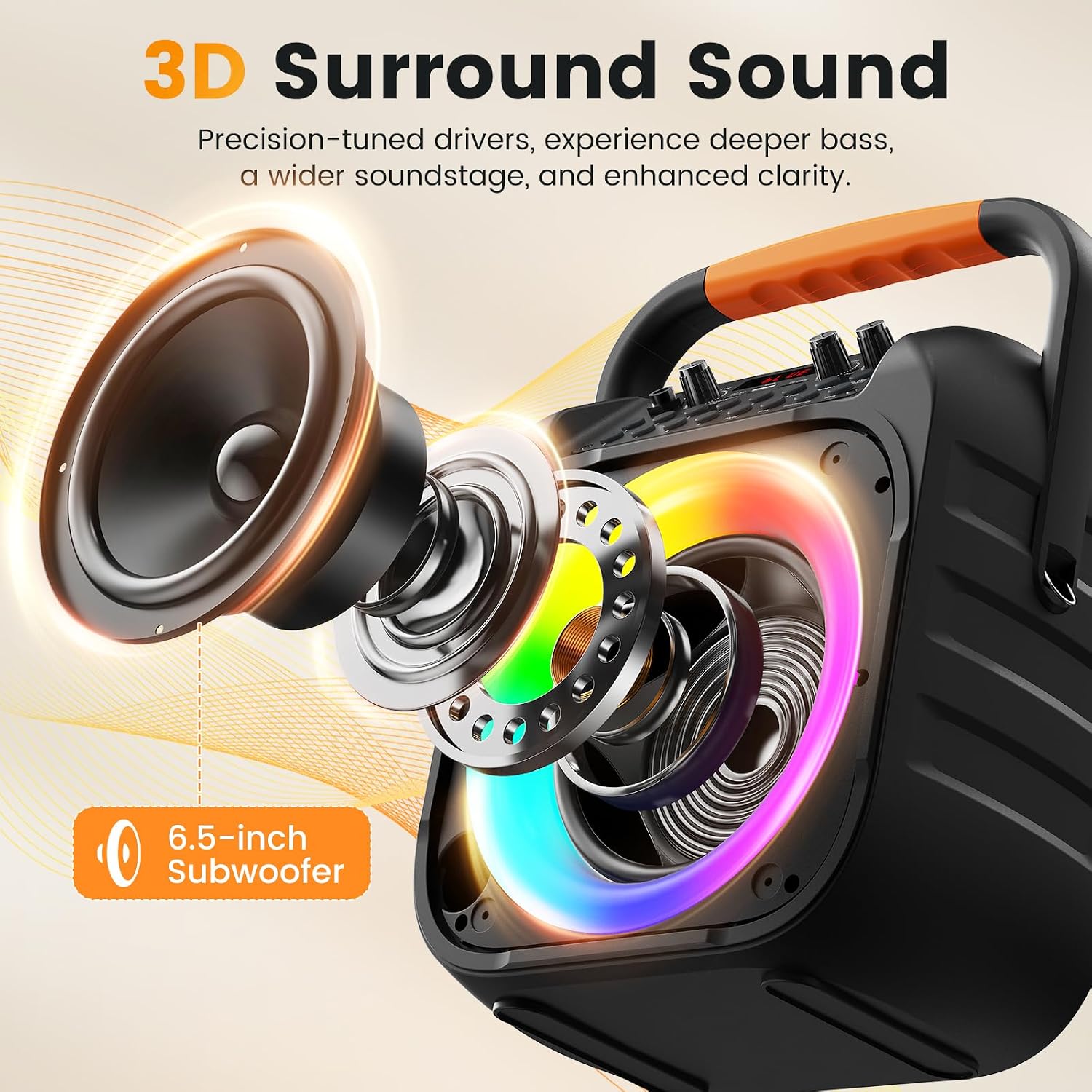 Detalle de Portable Karaoke Machine with 6.5-Inch Subwoofer