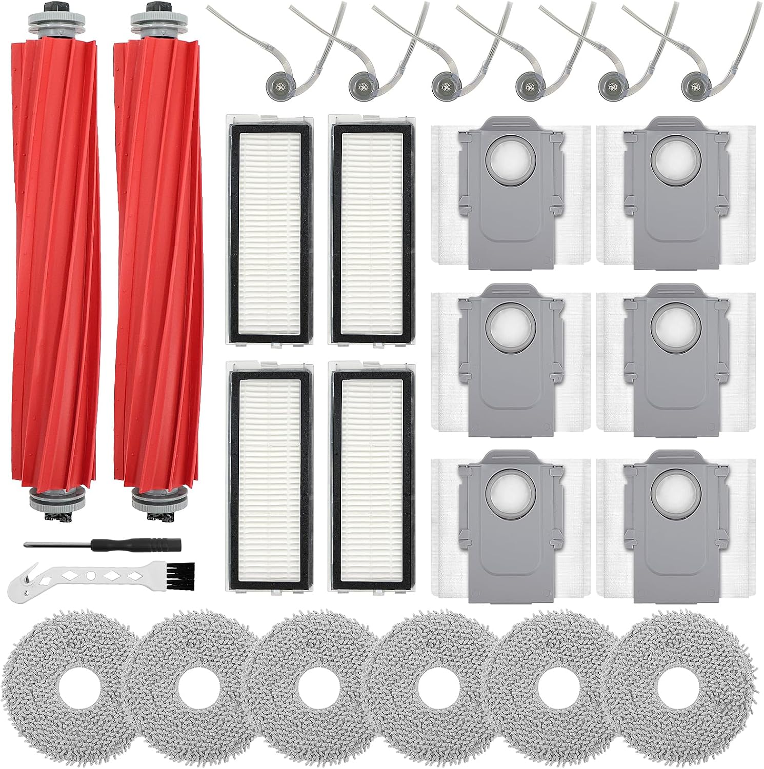 Detalle de Fishoney 26 Stück Zubehörset für Roborock QV 35A/QV 35S, Qrevo S Pro, QR 598/QR 798