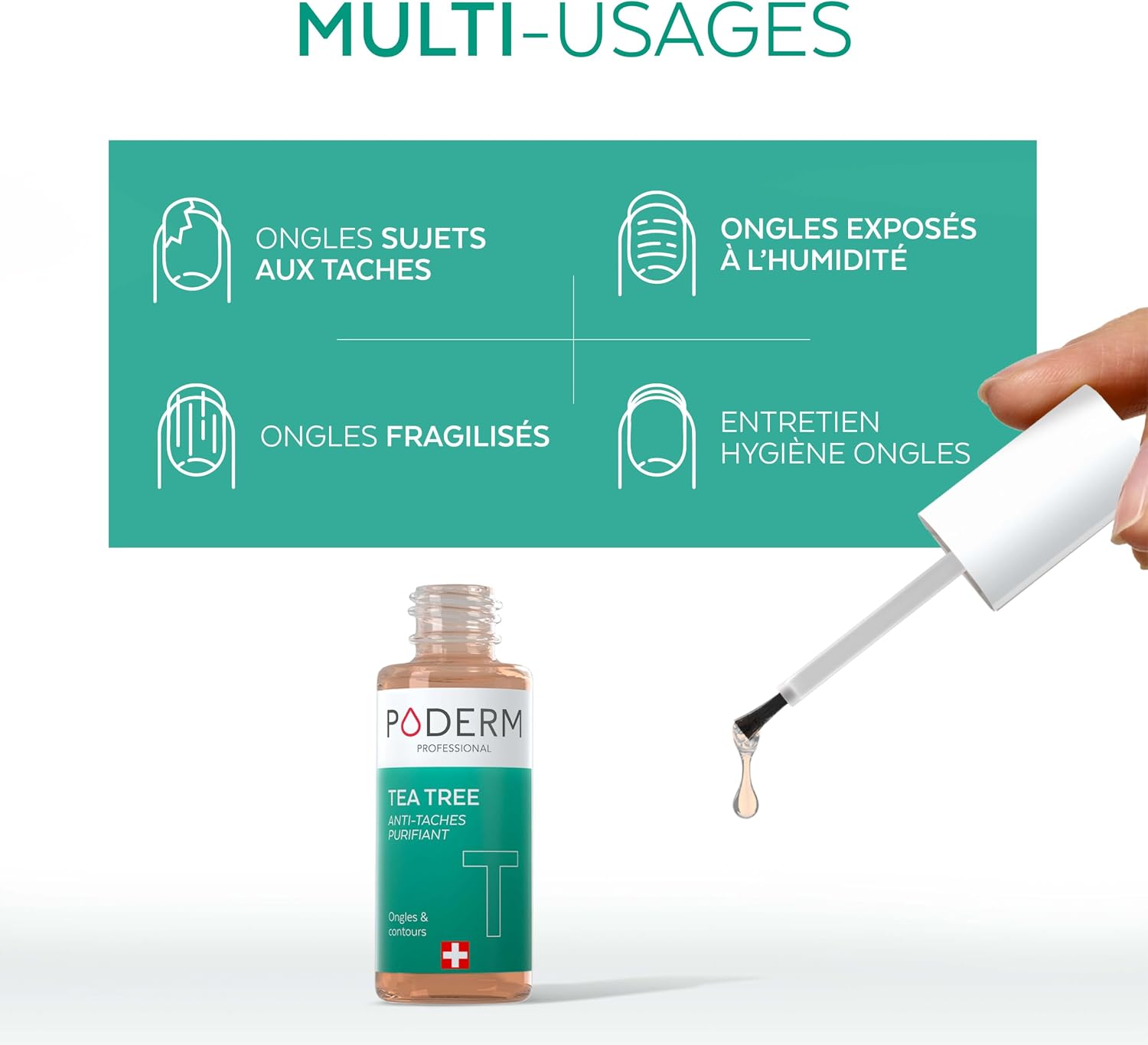Thumbnail 3 de PODERM 5-in-1 nagelboosterserum Tea Tree, voor gele en beschadigde nagels, 6 ml