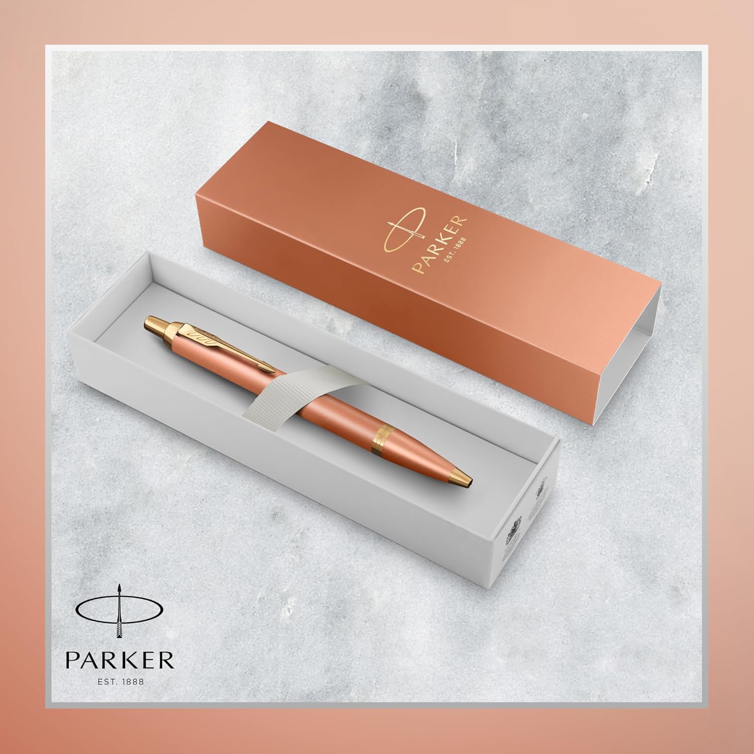 Detalle 2 de Parker IM Writing Rituals Penna a sfera – finitura arancione vivace con puntale dorato, punta media, inchiostro blu