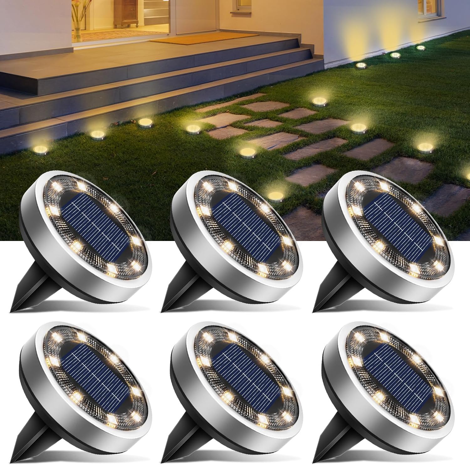 btfarm Solar Lights Outdoor Garden 6-pack, warm white 🌳