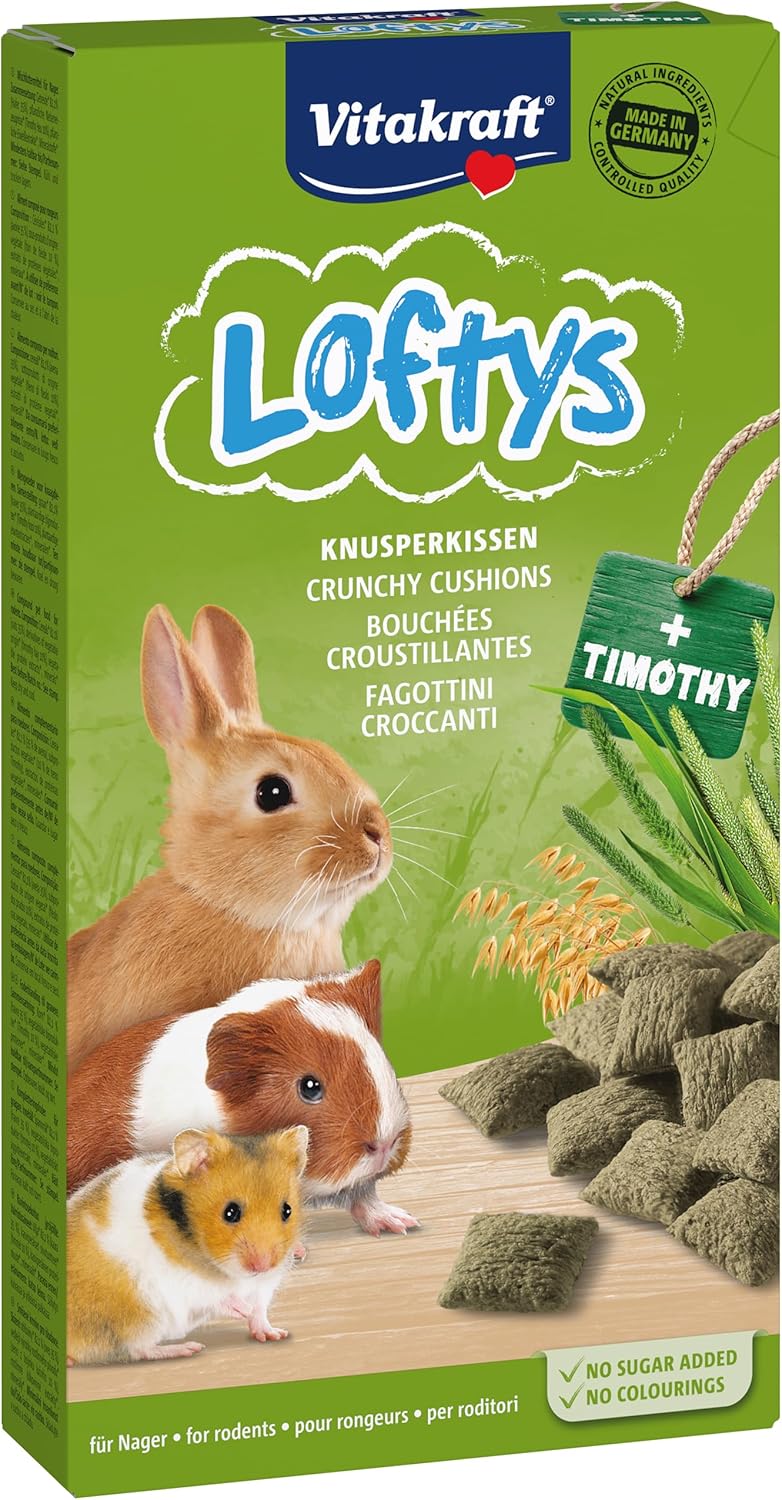Detalle 2 de Vitakraft Loftys: fagottini croccanti con avena e fieno Timothy per roditori (10x100 g)