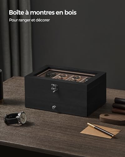 Thumbnail 4 de SONGMICS Boîte à Montres 8 Emplacements JOW008B01 – Écrin en bois avec couvercle en verre