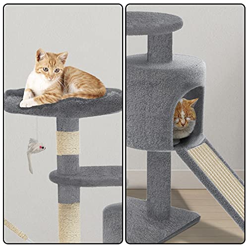 Thumbnail 6 de VOUNOT Arbre à Chat avec Griffoir et Niche – Hauteur 112 cm, Gris
