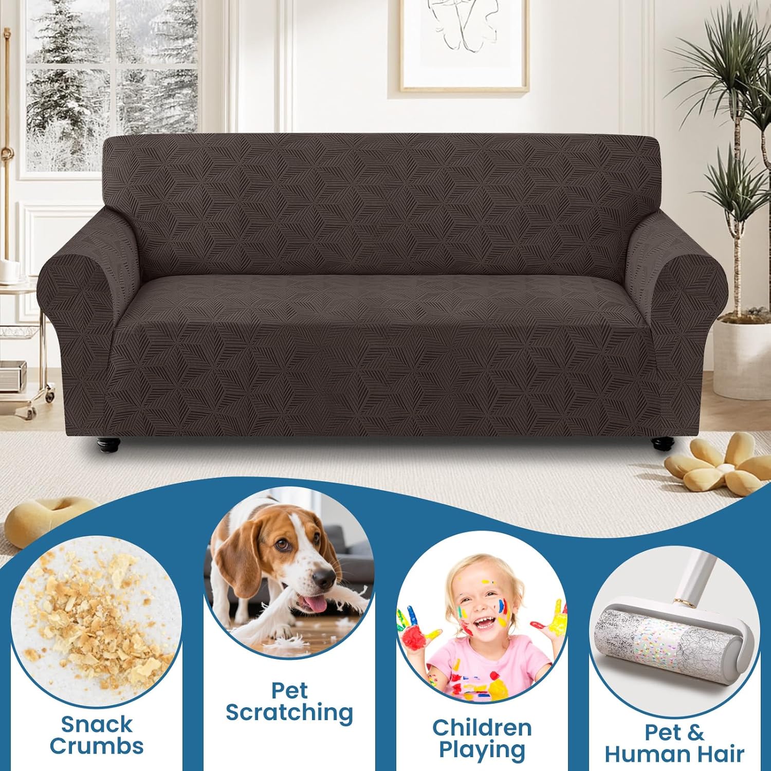 Detalle de Ystyle Housse Canapé 1 Place – Housse Extensible Antidérapante avec Accoudoirs, Lavable et Universelle