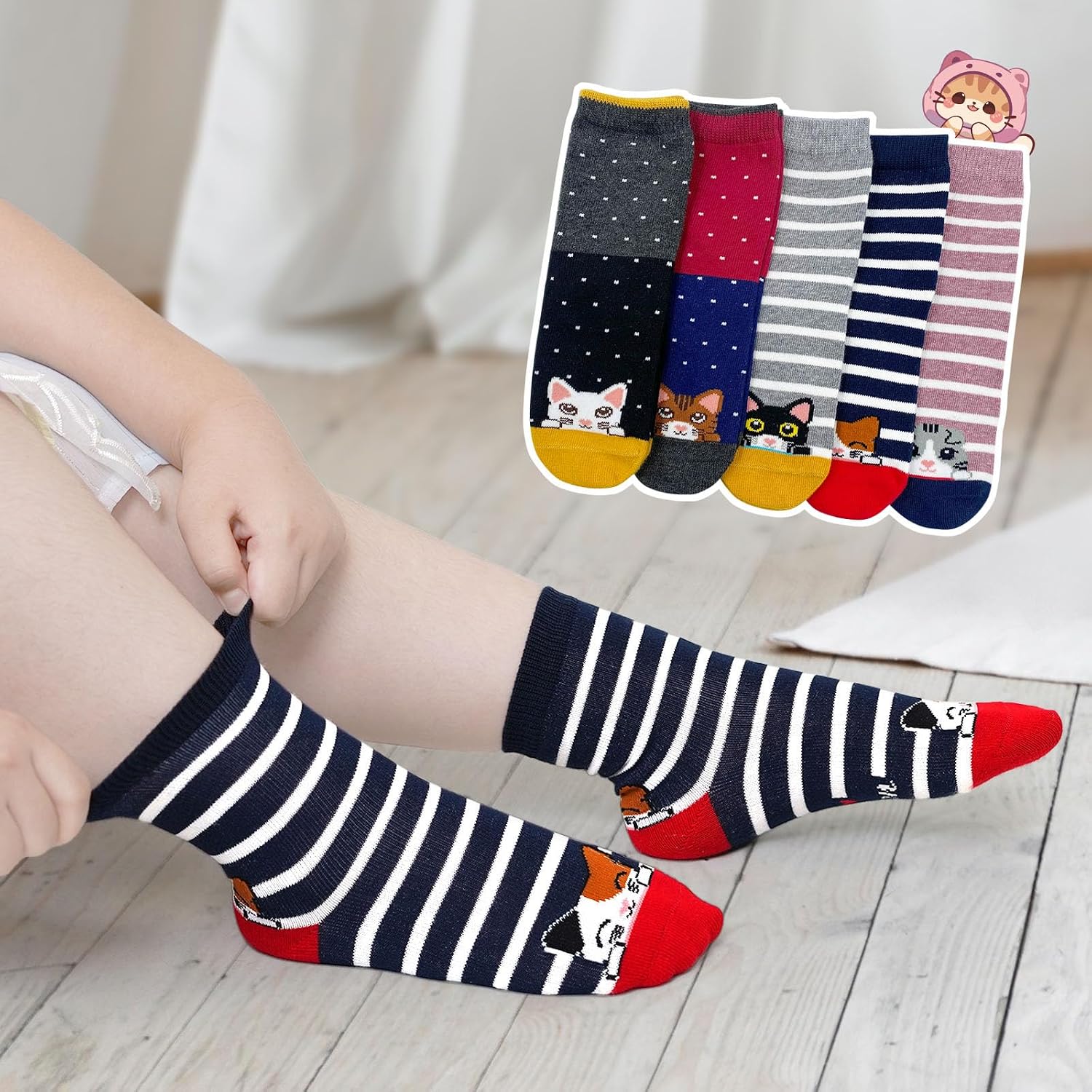Detalle 2 de LOFIR chaussettes fantaisie coton 5 paires