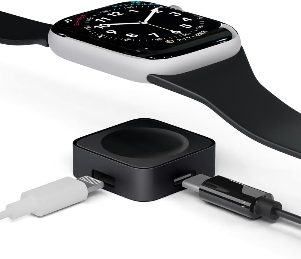 Thumbnail 2 de Premium Style PG-AWJA Apple Watch用コンパクト充電器 USB Type-C・マグネット式、カラビナ付き ブラック