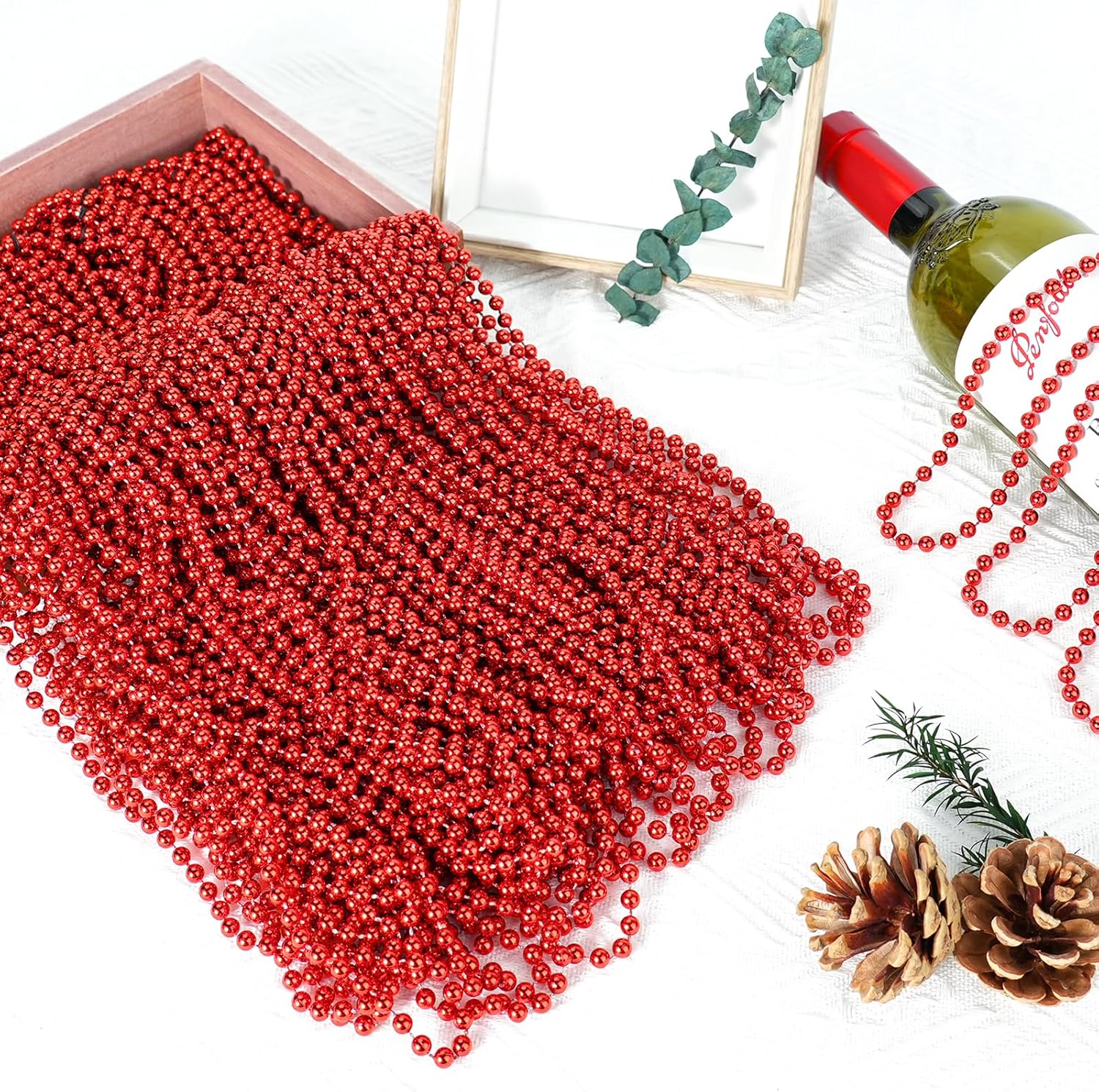 Thumbnail 2 de SHAOQINLIN 144 PCS Red Mardi Gras Beads Necklace Set