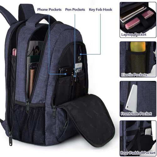 Detalle 2 de MATEIN zaino porta PC da 17,3″, 38 L, apertura TSA e tasca antifurto