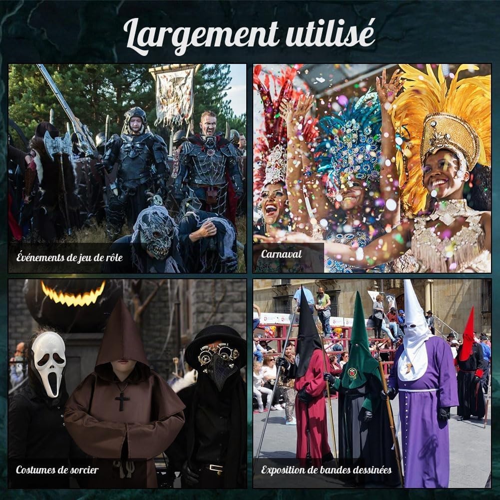 Thumbnail 6 de AUYAO kindermonnikskostuum, 4-delige bruine set met kap en kruisketting