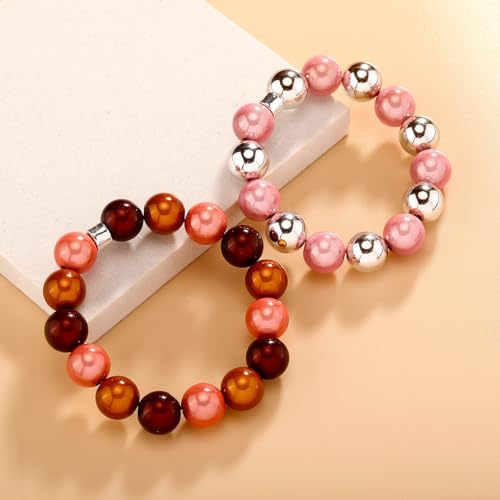 Detalle de WDZDS Magic Pearls Stretch Armband 14 mm Weiß – 3D-Effekt, reflektierende Perlen
