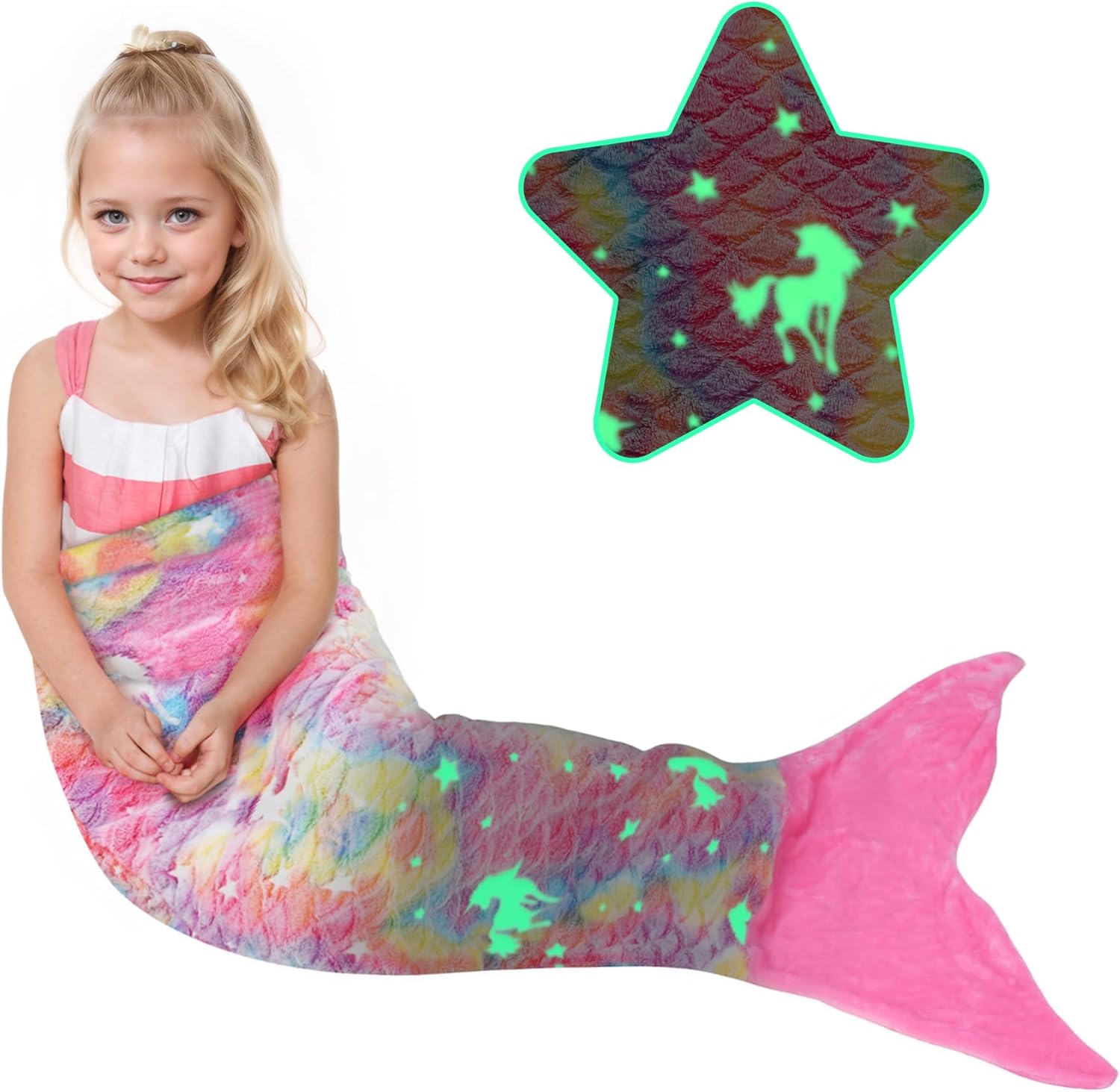 Catalonia Classy Meerjungfrauenflosse Kinder‑Schlafsack-Decke, Farbwechsel-Motiv (140–150), Meerjungfrau‑Schwanz‑Sack
