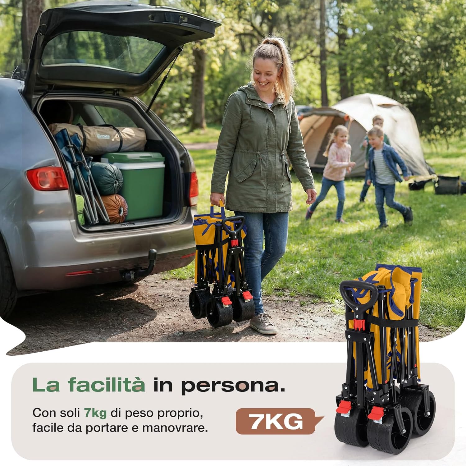 Detalle de Sekey Carrello Pieghevole XXL 135L SE4031: carrello portacarichi leggero, robusto e facile da montare