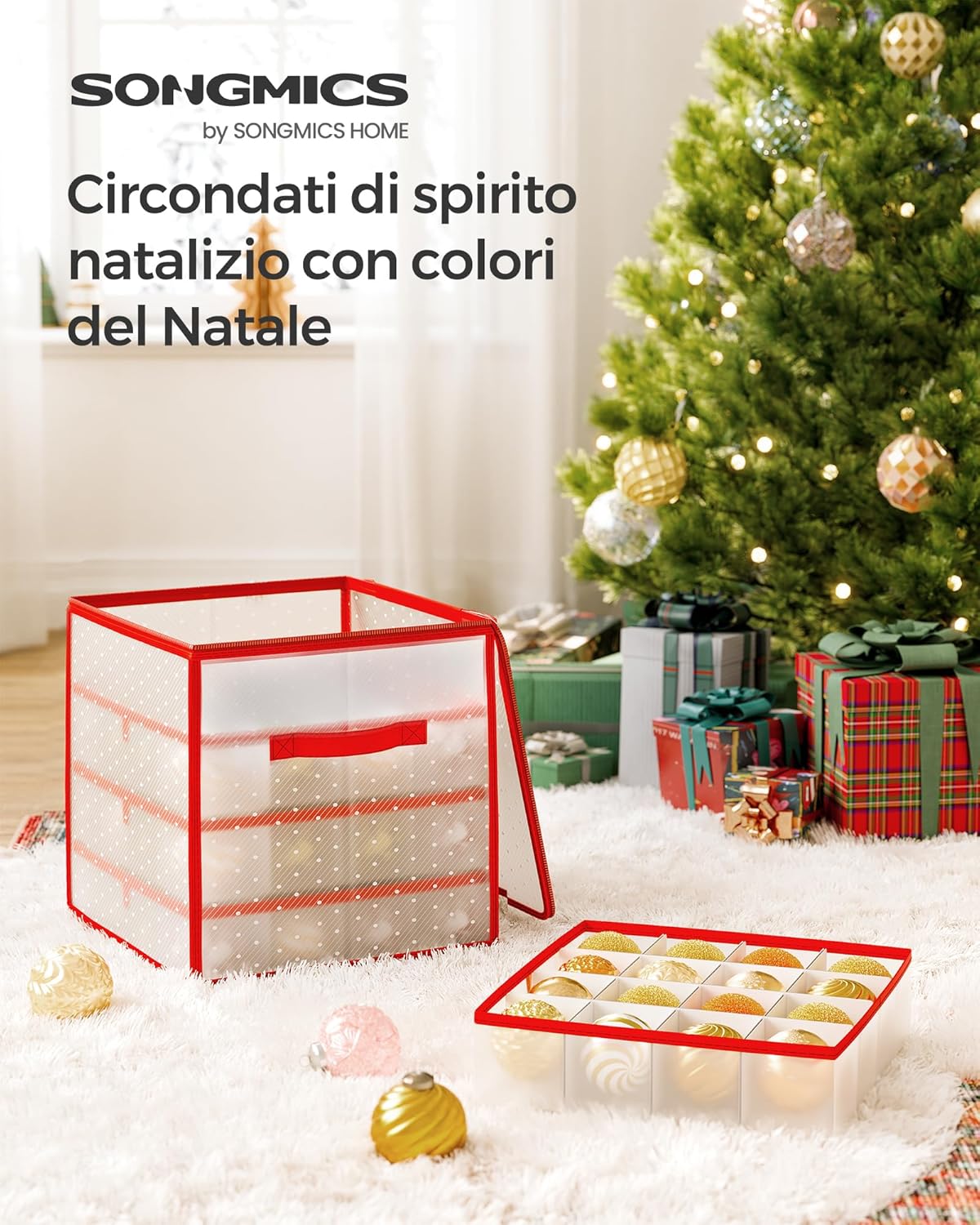 Detalle de SONGMICS Contenitore per palline di Natale 64 posti