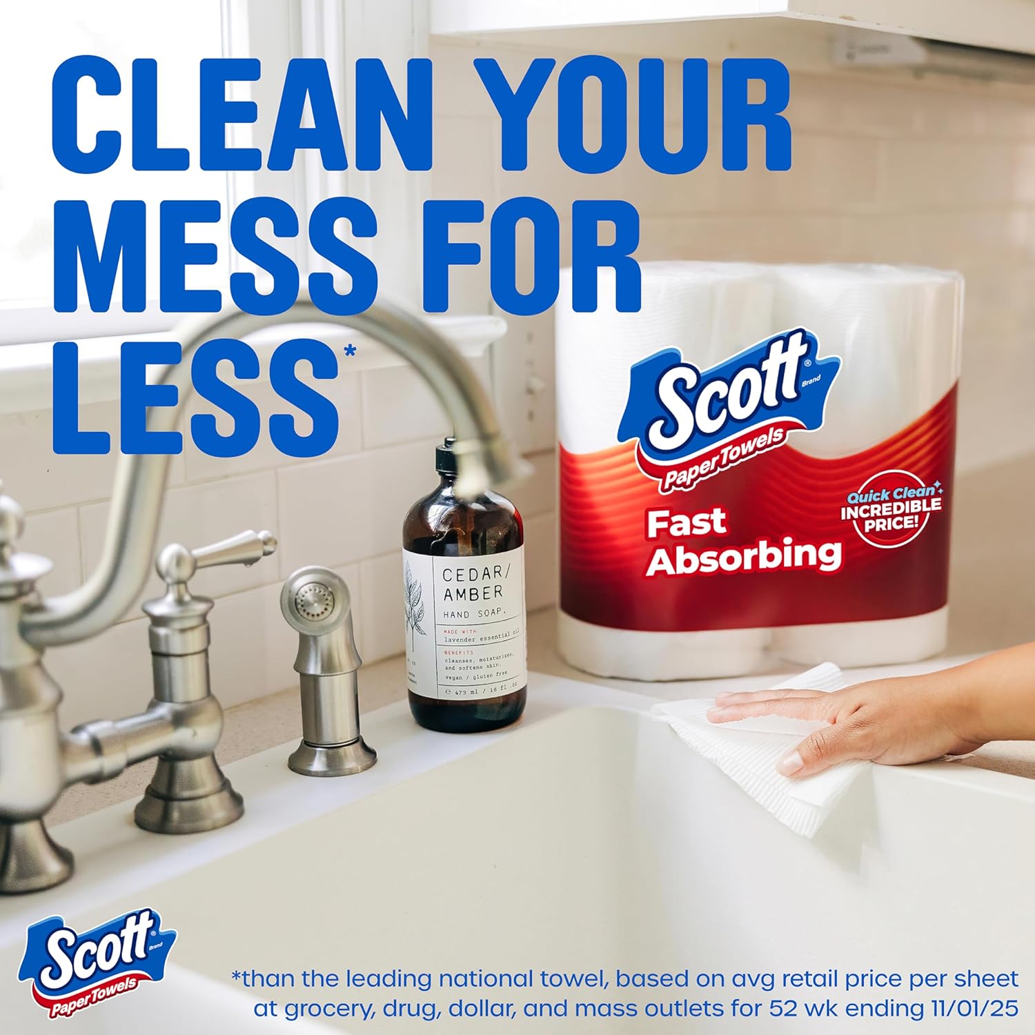Thumbnail 4 de Scott Paper Towels, Task Size, 30 Family Double Rolls (119 Sheets per Roll)