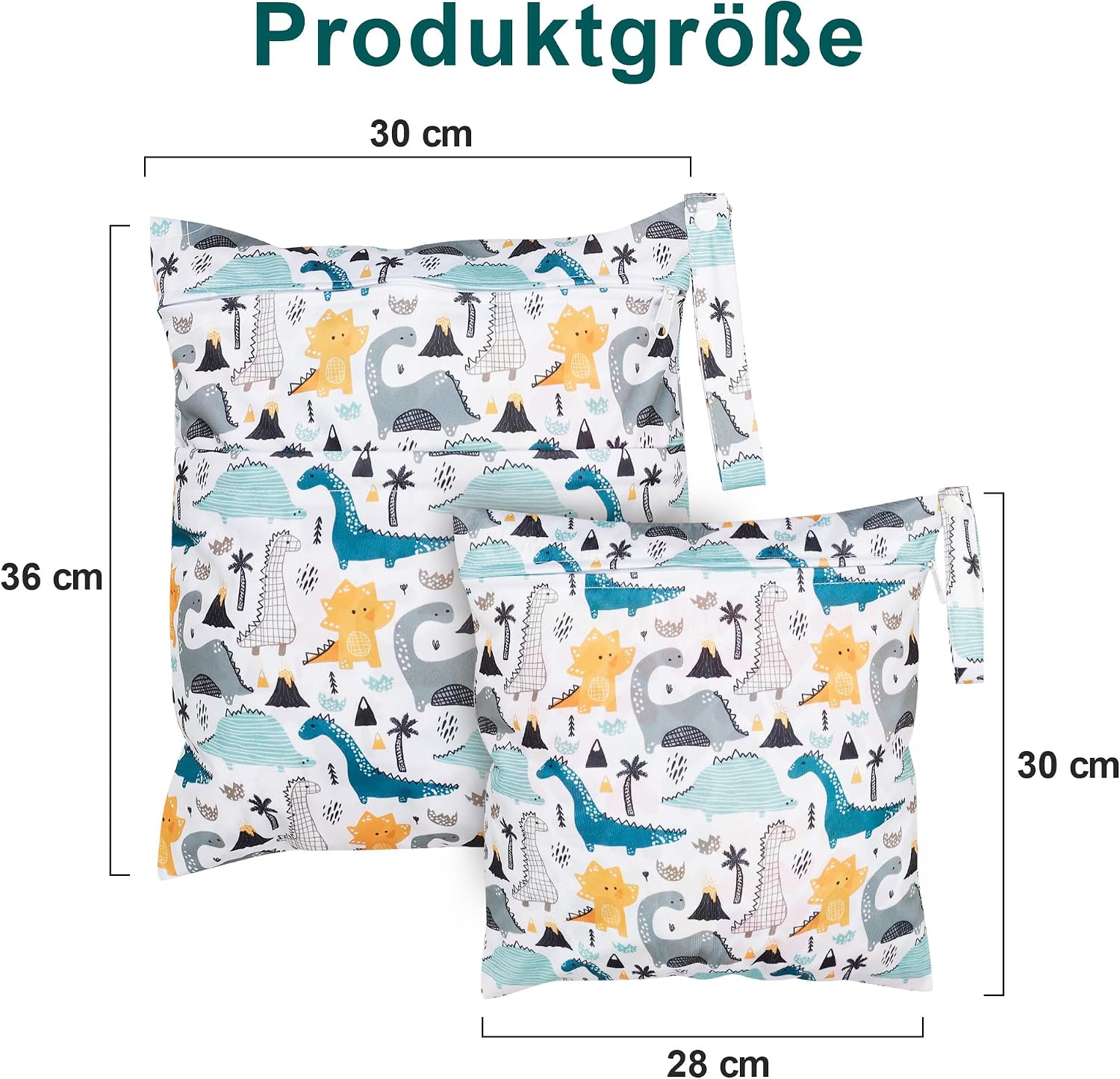 Thumbnail 6 de Loscarol Wetbag Kindergarten (2er Set), große & kleine Nasstasche für Windeln – Dino