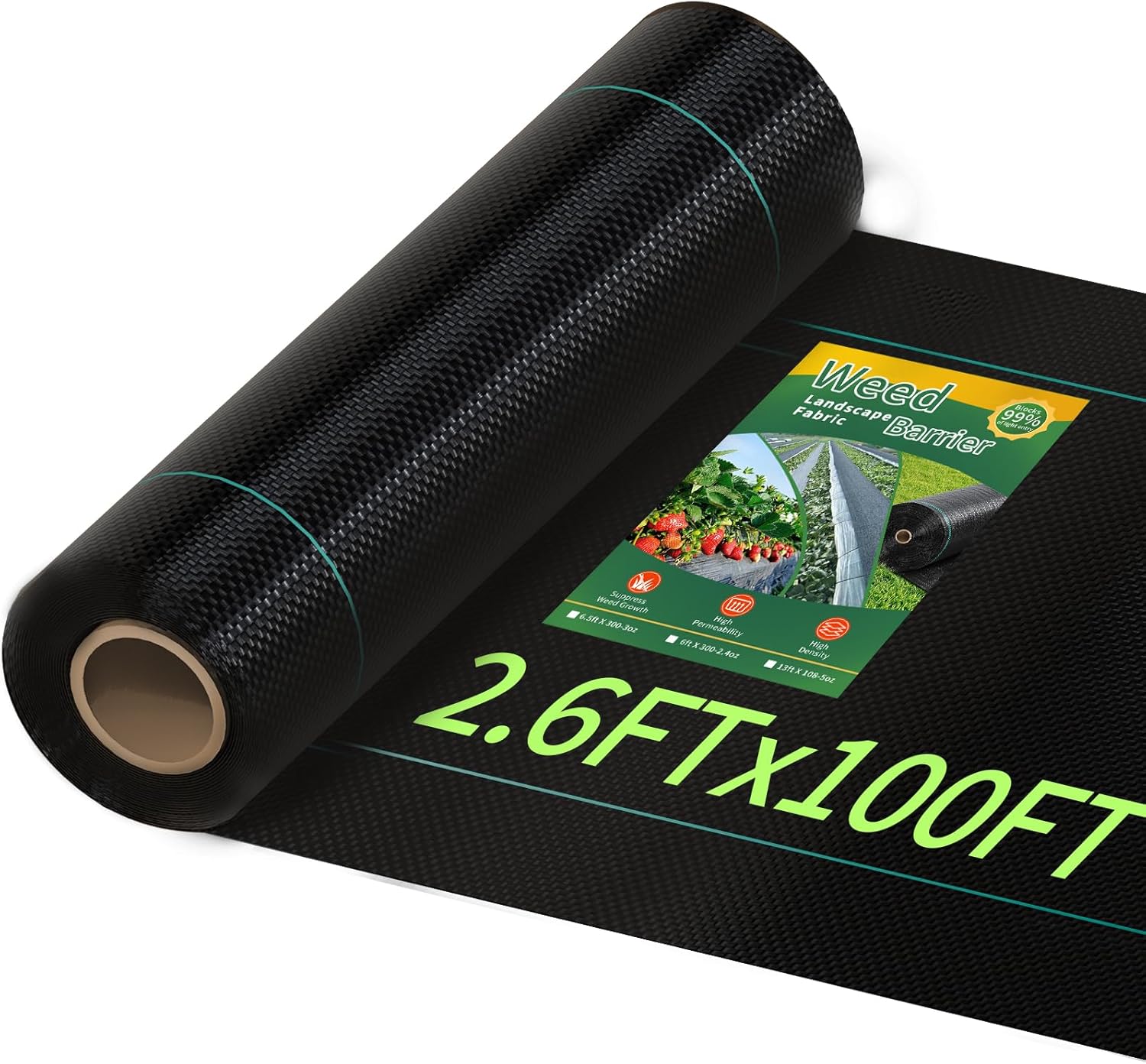 Detalle de Pterying S-GPC-2OZ6BK Weed Barrier Fabric, 2.6ft x 100ft Woven Geotextile