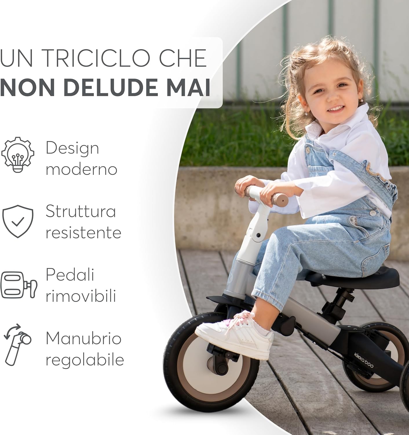 Detalle de KikkaBoo Triciclo Evolutivo 5 in 1 FLIP: triciclo e passeggino che cresce con 1–5 anni