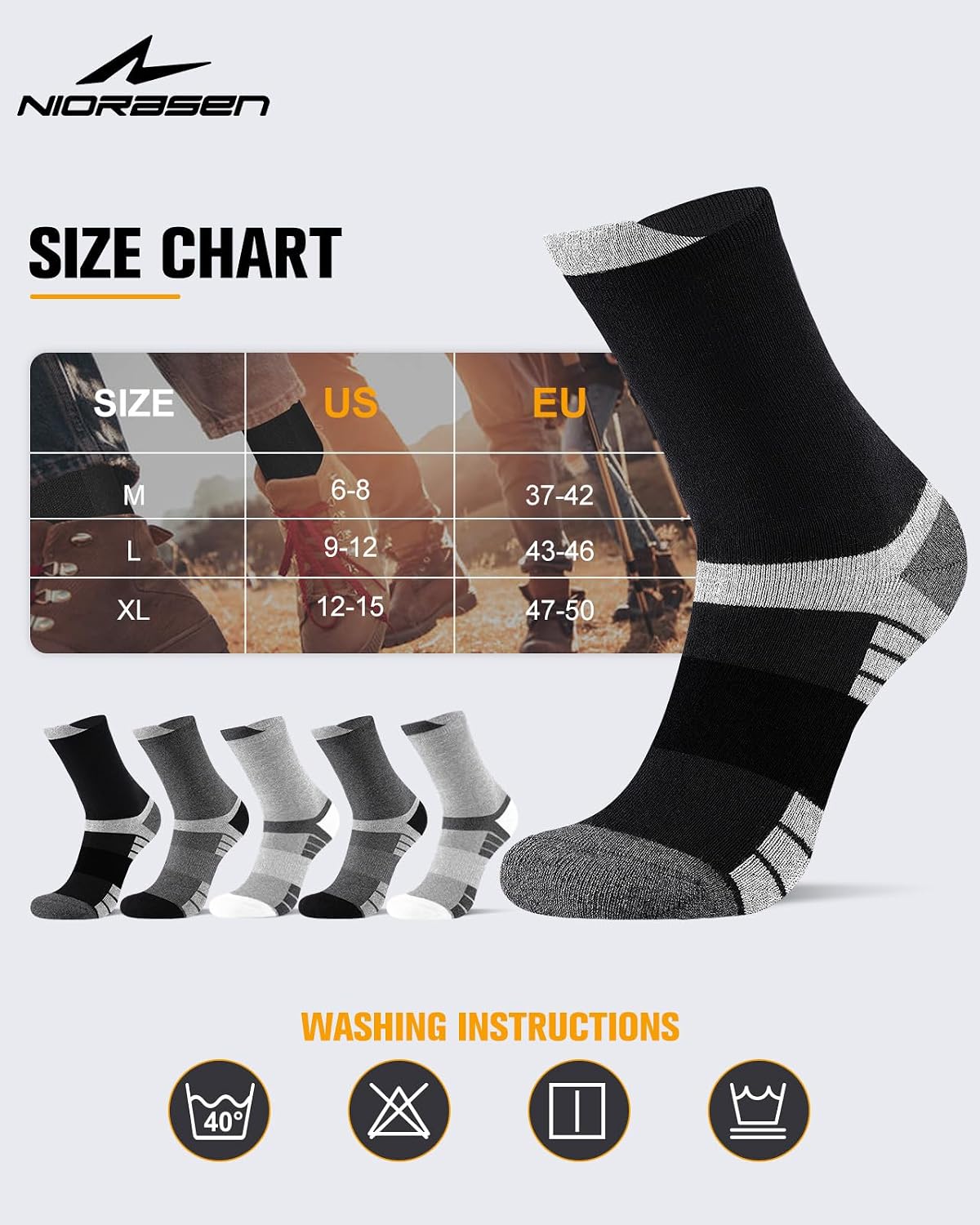 Thumbnail 6 de Niorasen Men's Crew Socks, 78.6% Cotton