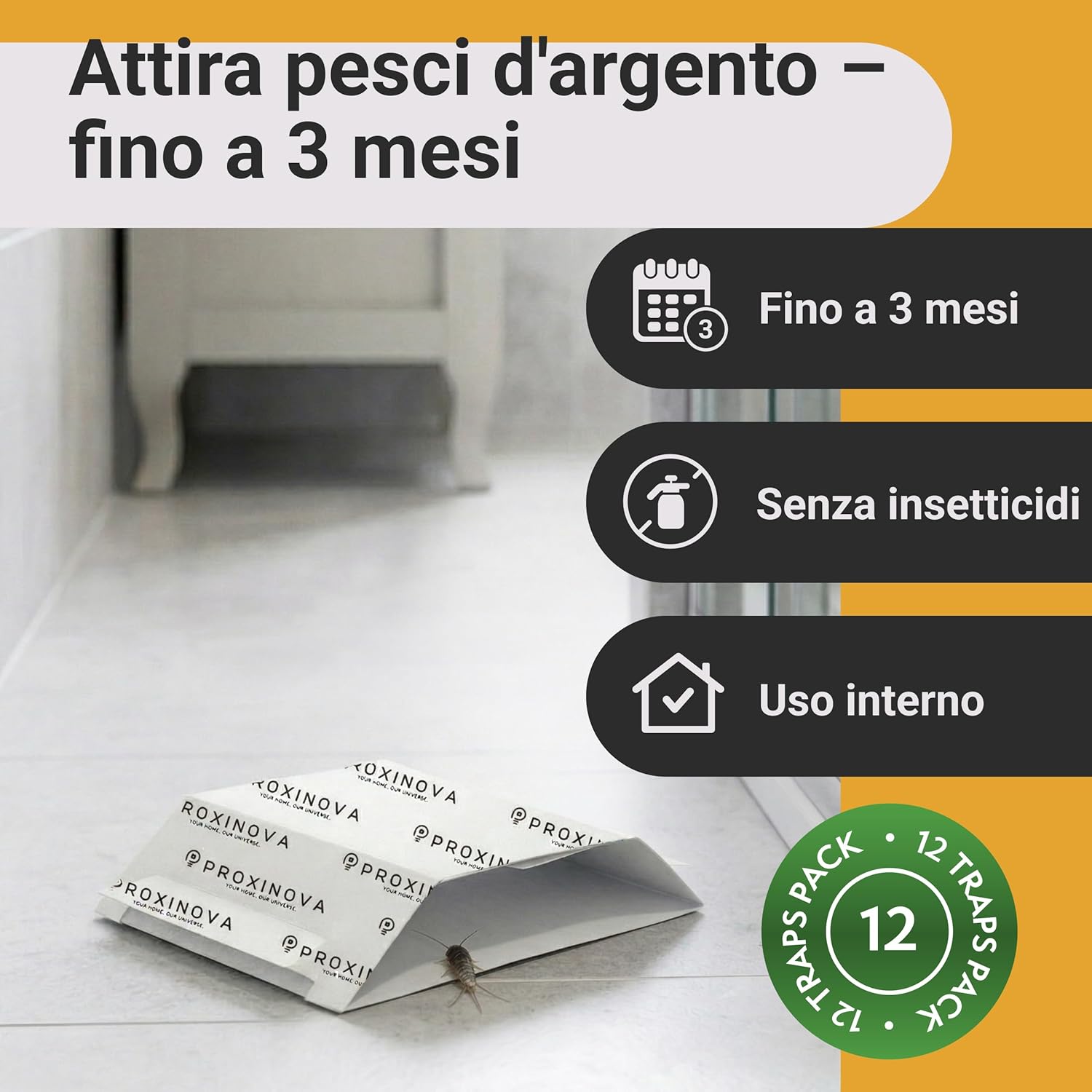 Detalle de Proxinova Trappole Pesciolini d'argento – Trappole adesive con esca naturale, 12 settimane di monitoraggio