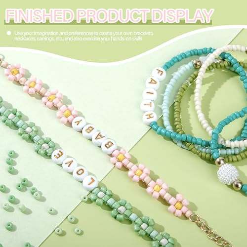 Detalle de ARTREE 12280 Piezas Abalorios para Pulseras: Kit 24 Colores Pastel Macarons, Cuentas de Vidrio 3mm para DIY