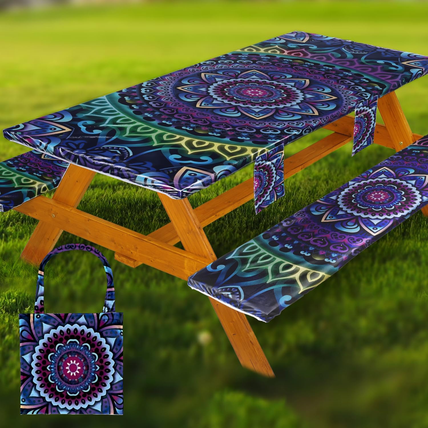 Thumbnail 6 de Fitted Picnic Table Cover with Bench Covers - 8 ft Waterproof Patio Set (3-Piece)