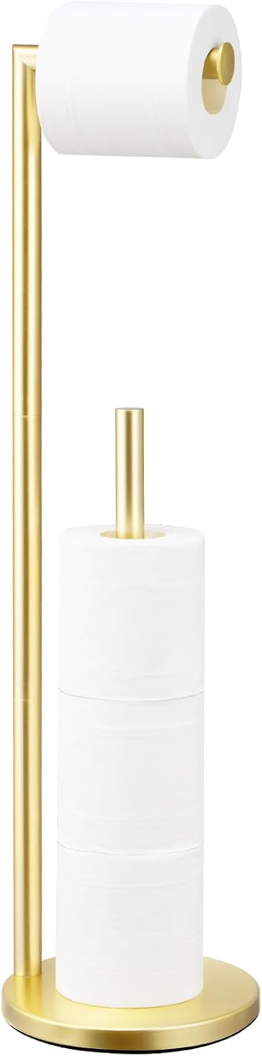 Detalle de Batoliet Gold Freestanding Toilet Paper Holder with Storage for 4 Rolls
