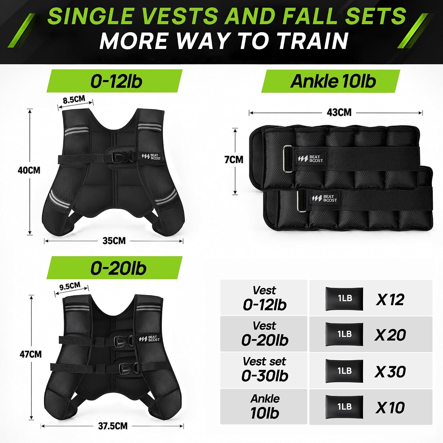 Detalle de BeatBoost Adjustable Weighted Vest 5–30 lb