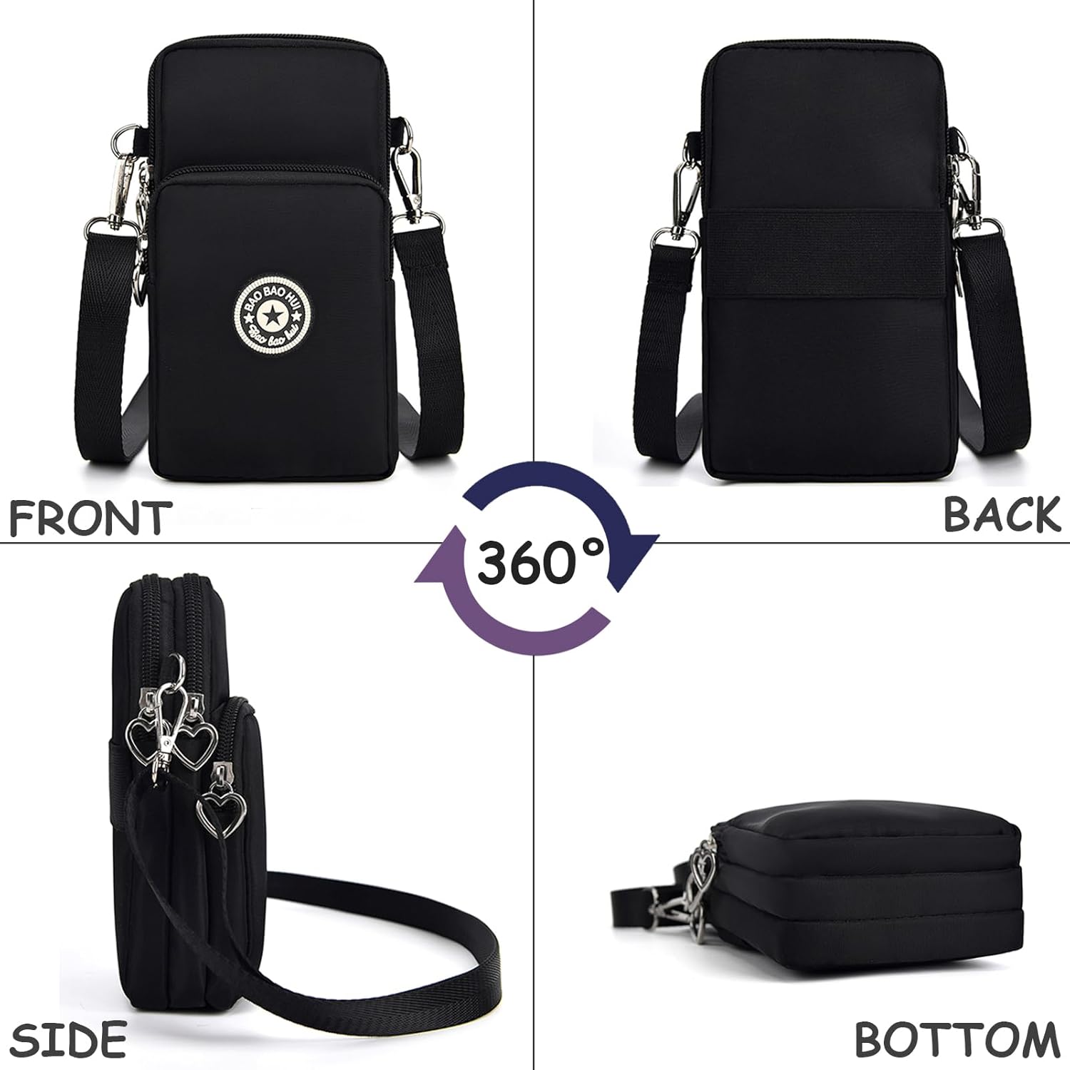 Thumbnail 6 de Aucuu Petit sacoche téléphone femme 7 pouces en nylon imperméable, bandoulière réglable