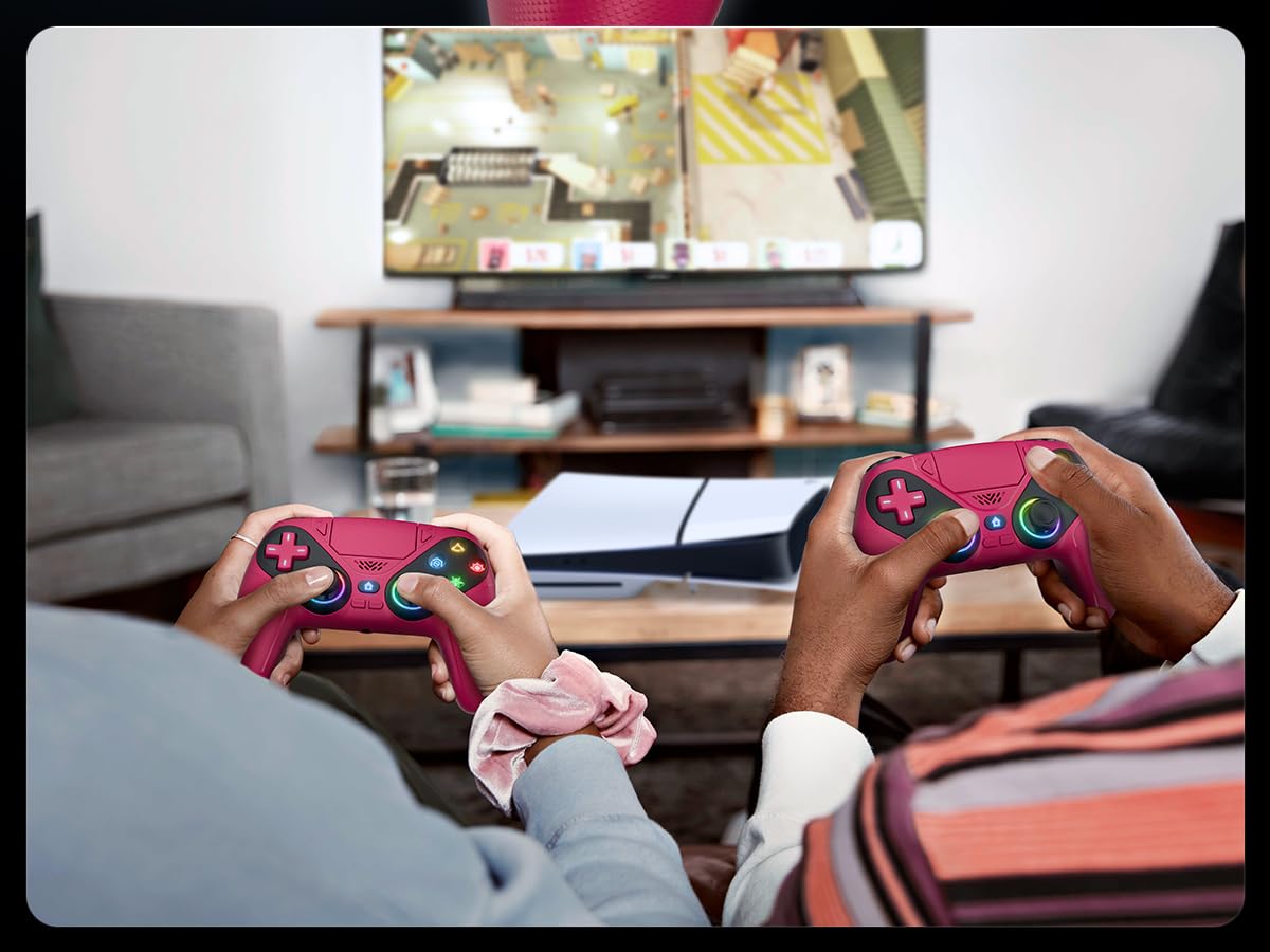 Detalle de LENISUOLE Wireless Controller with Turbo Buttons, 6-Axis Motion, RGB LEDs, and Audio Jack for PS5 and PC