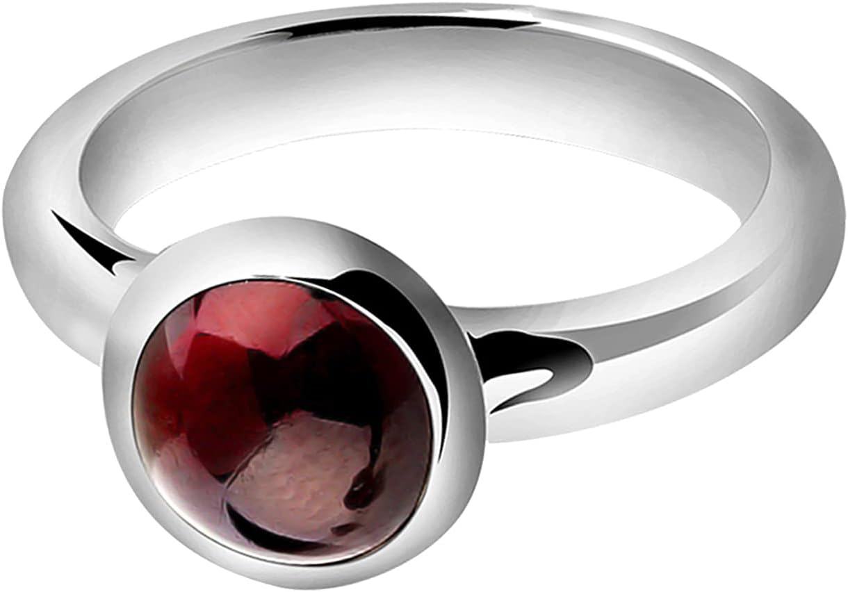Detalle de Nenalina Silberring aus 925 Sterling Silber mit rundem 8-mm Granat-Cabochon