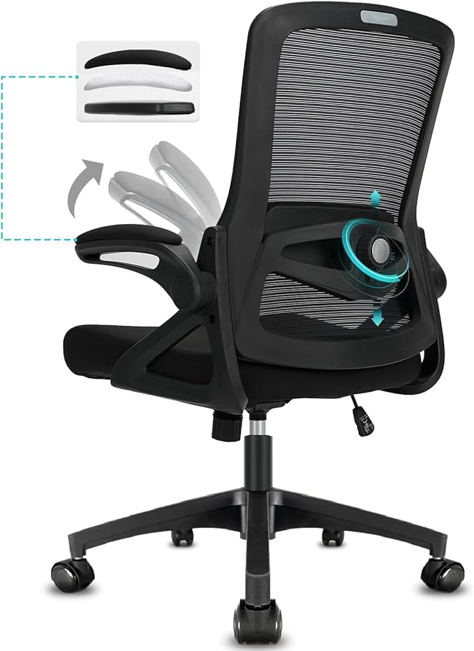 Detalle de Milacyee Silla de Oficina Ergonómica 🪑 Reposabrazos y Apoyo Lumbar