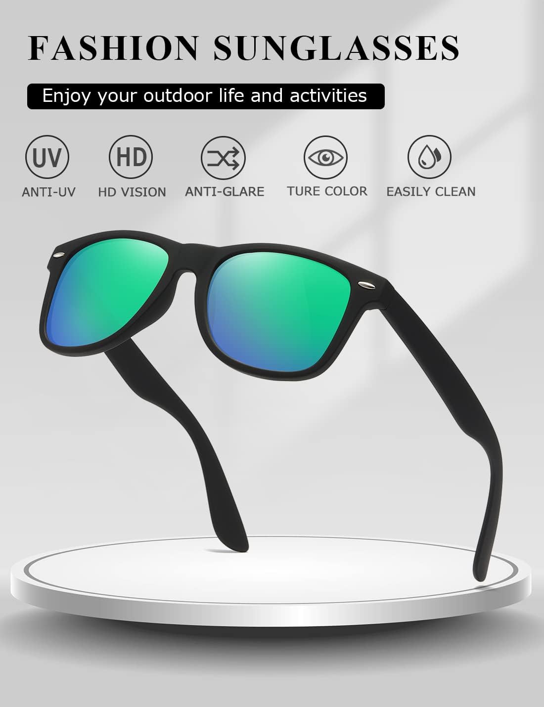 Thumbnail 3 de Kimorn Polarisierte Sonnenbrille AE0300 – Unisex Hornrand, 80's Retro