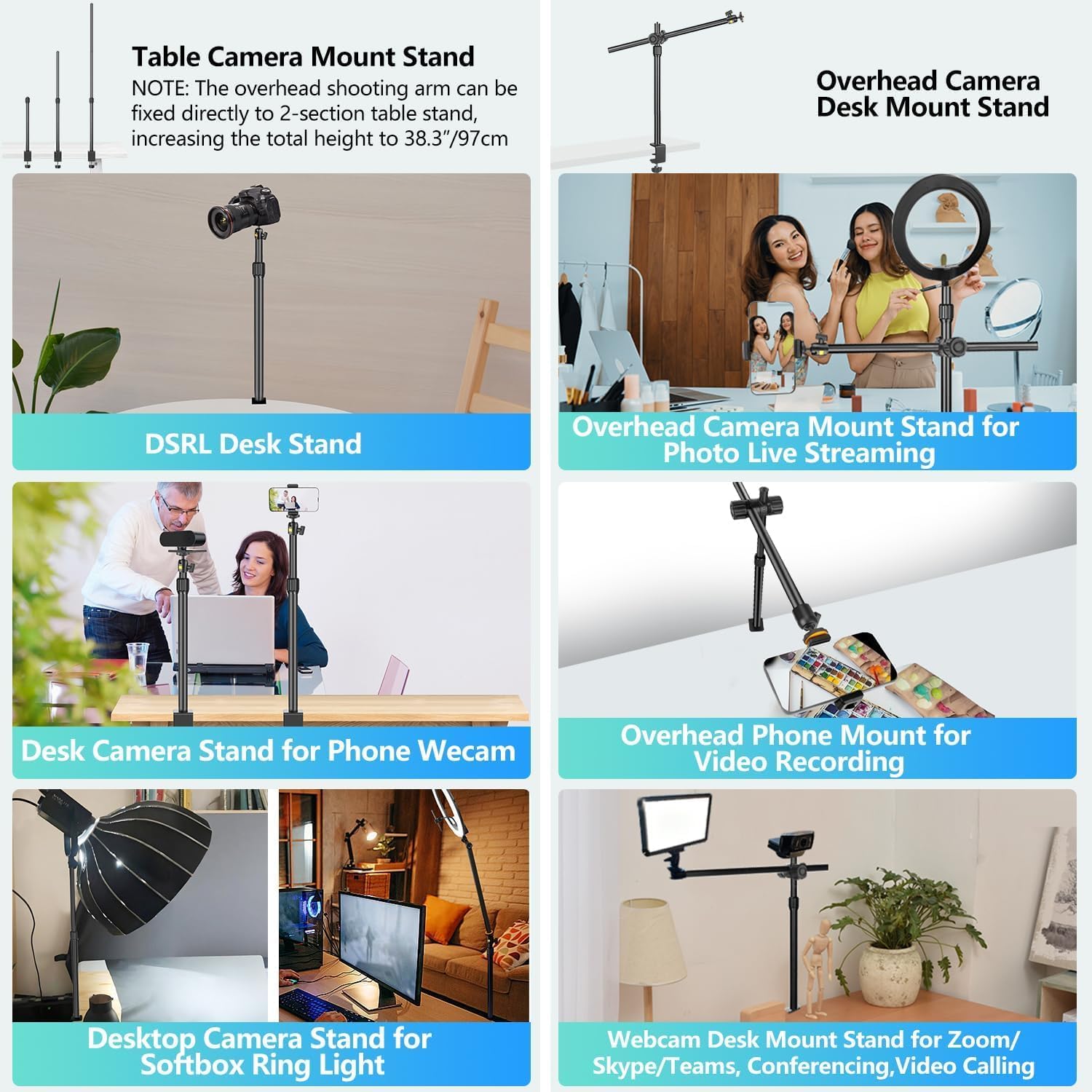 Thumbnail 3 de JEBUTU OS02 Camera Desk Mount with Flexible Overhead Arm
