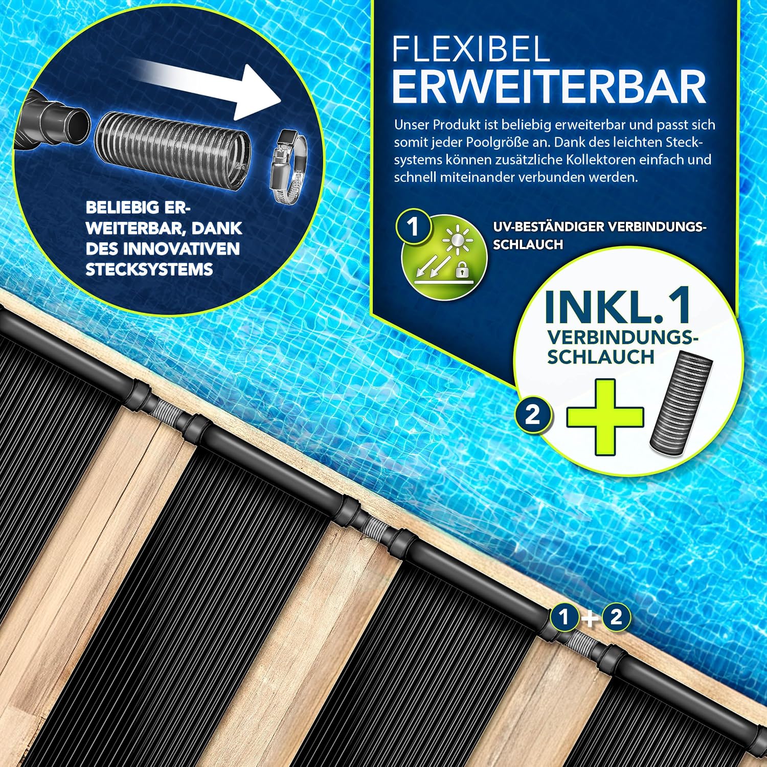 Detalle de tillvex TVSKT zonnecollector voor zwembad, 76 x 300 cm, tot 12.000 liter