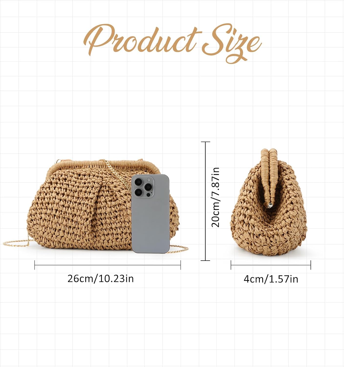 Thumbnail 3 de JyWmsc Straw Clutch Purse for Women — Cloud Dumpling Pouch, Crossbody & Shoulder Bag