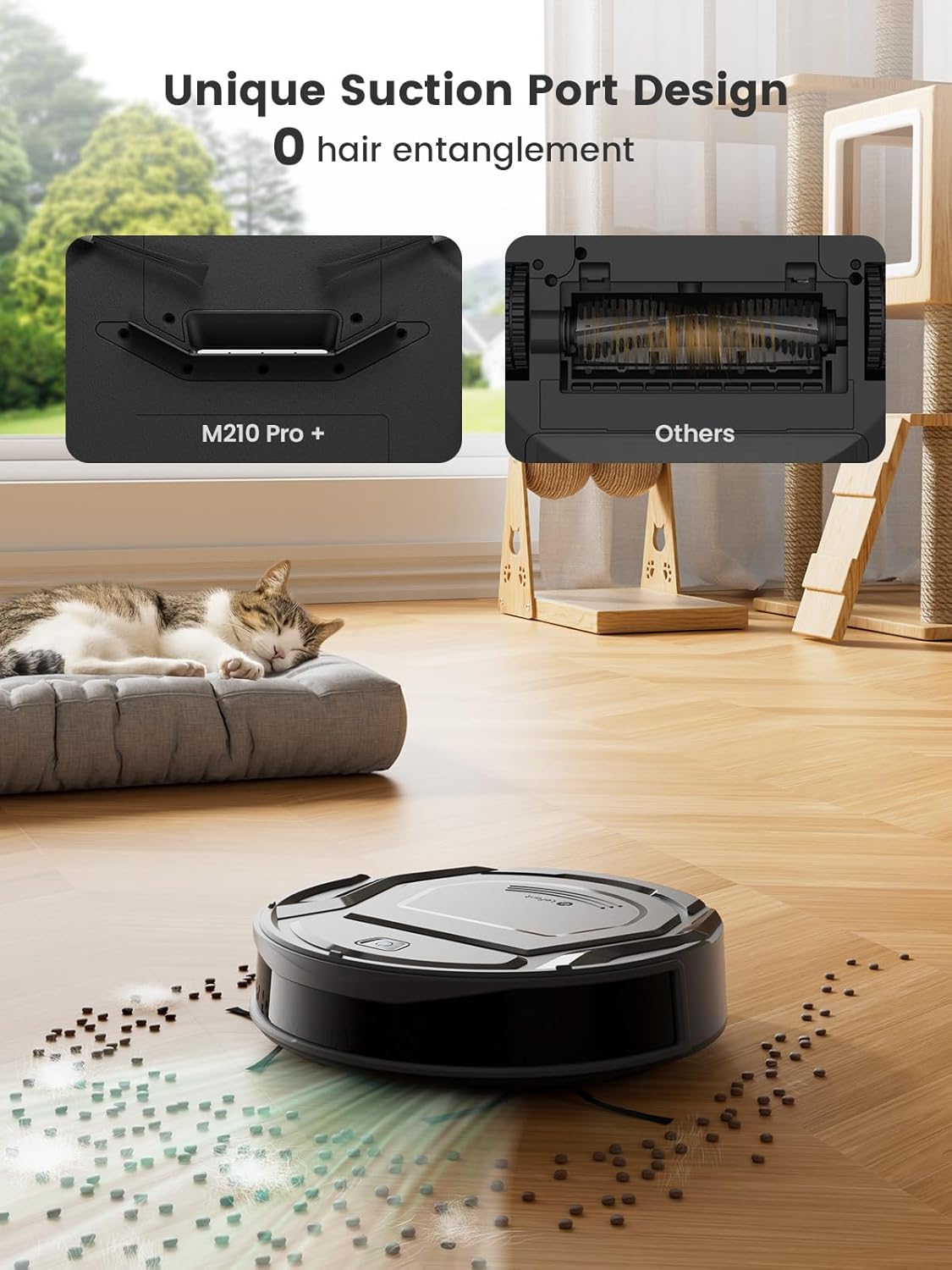 Detalle de Lefant M210 Pro Robot Vacuum: Slim, powerful 4000Pa suction for pet-friendly homes