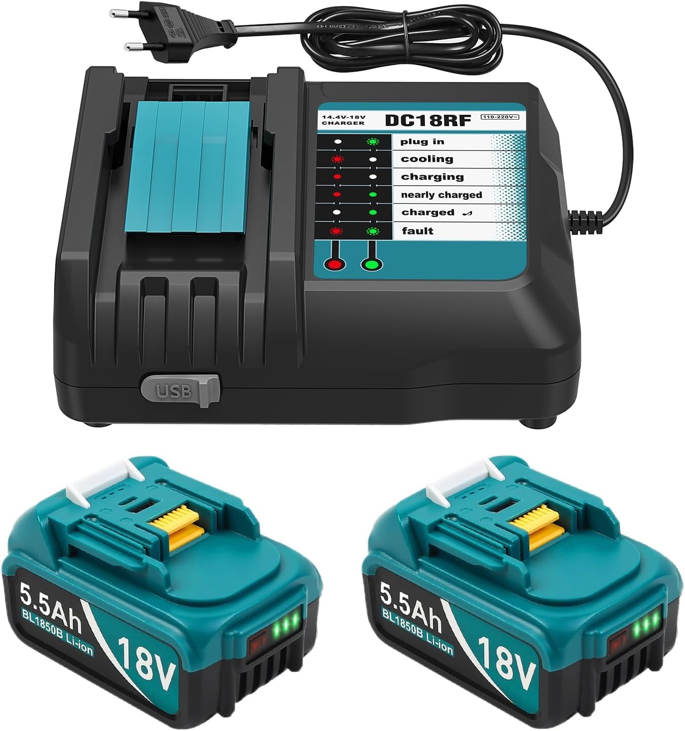 Detalle de TeenPower DC18RF Ladegerät 18 V mit 5500 mAh