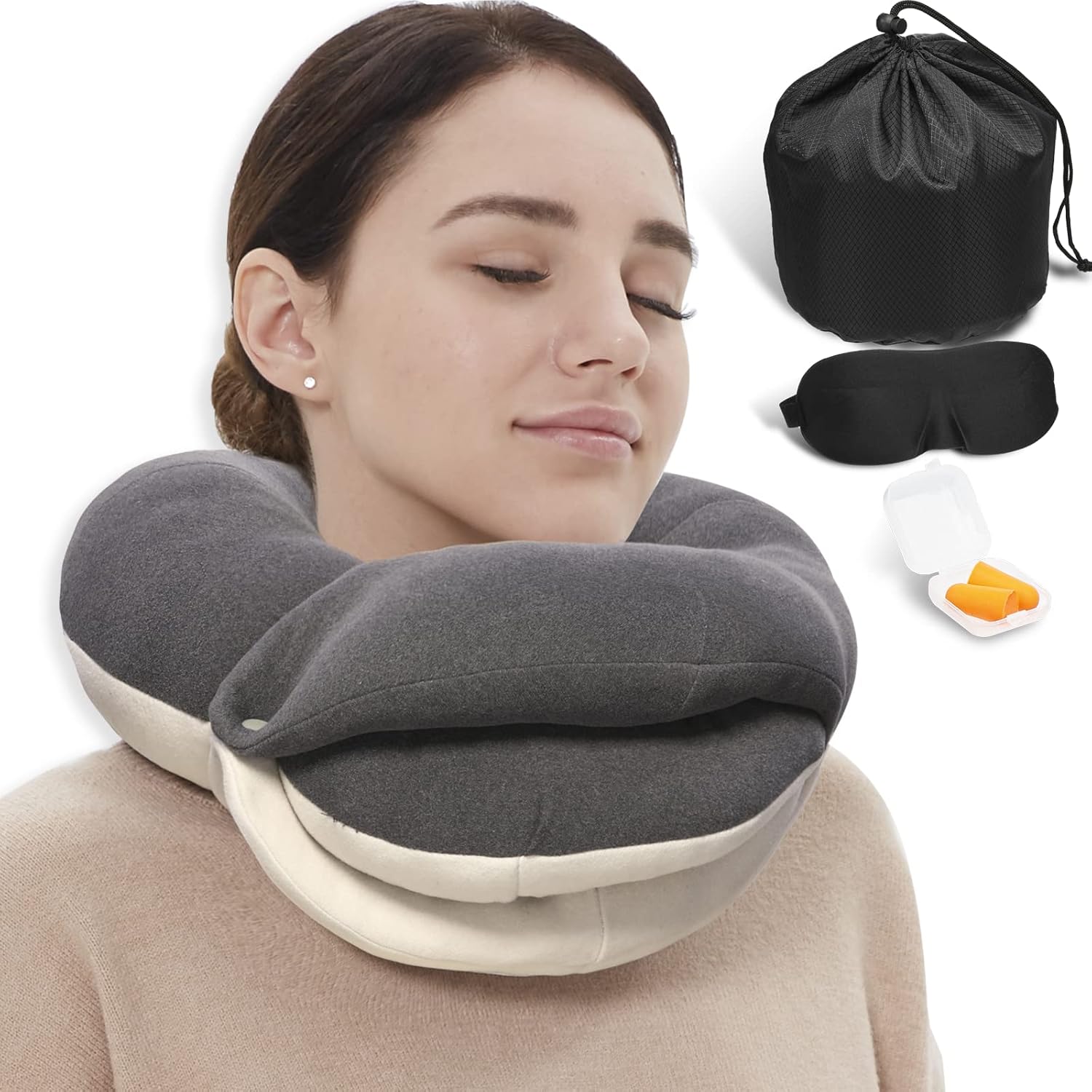 Detalle de BUYUE Travel Neck Pillow 360° Support for Adults