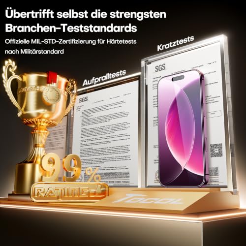 Thumbnail 2 de TOCOL Panzerglas für iPhone 18 Pro 6,3 Zoll – einfache Montage und 9H-Schutz