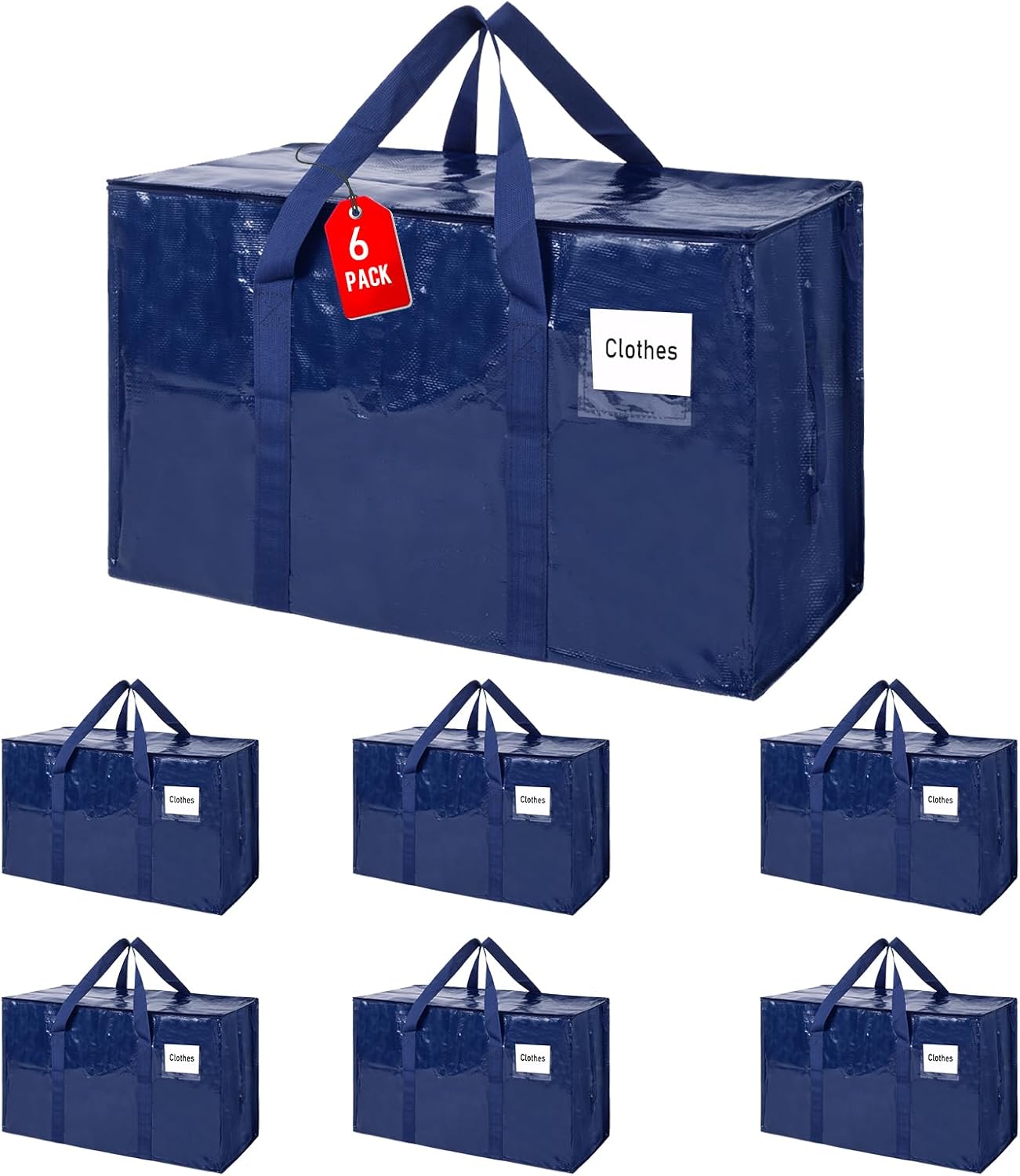 Detalle de ZFWDSY 93 L Moving Bags, 6-Pack: Clear Storage Bags with Zips & Handles for Easy Moving and Storage