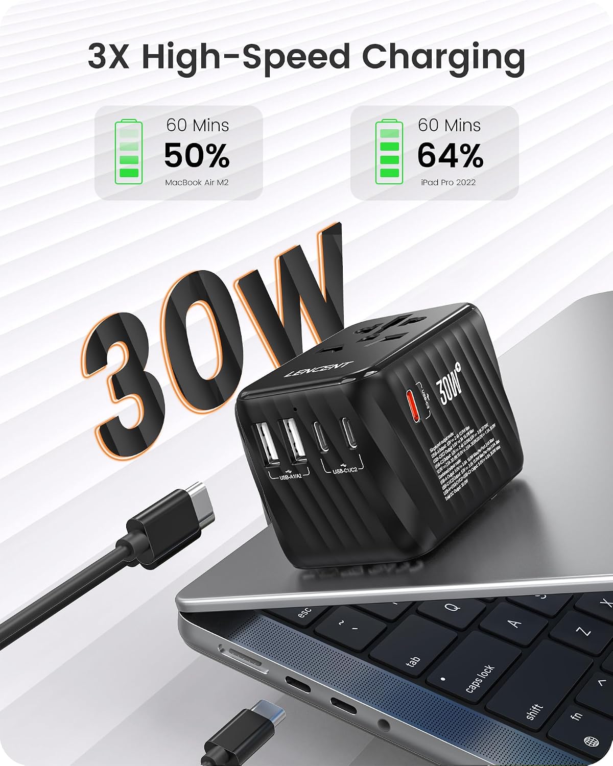 Thumbnail 1 de LENCENT PD 30W adaptateur de voyage universel