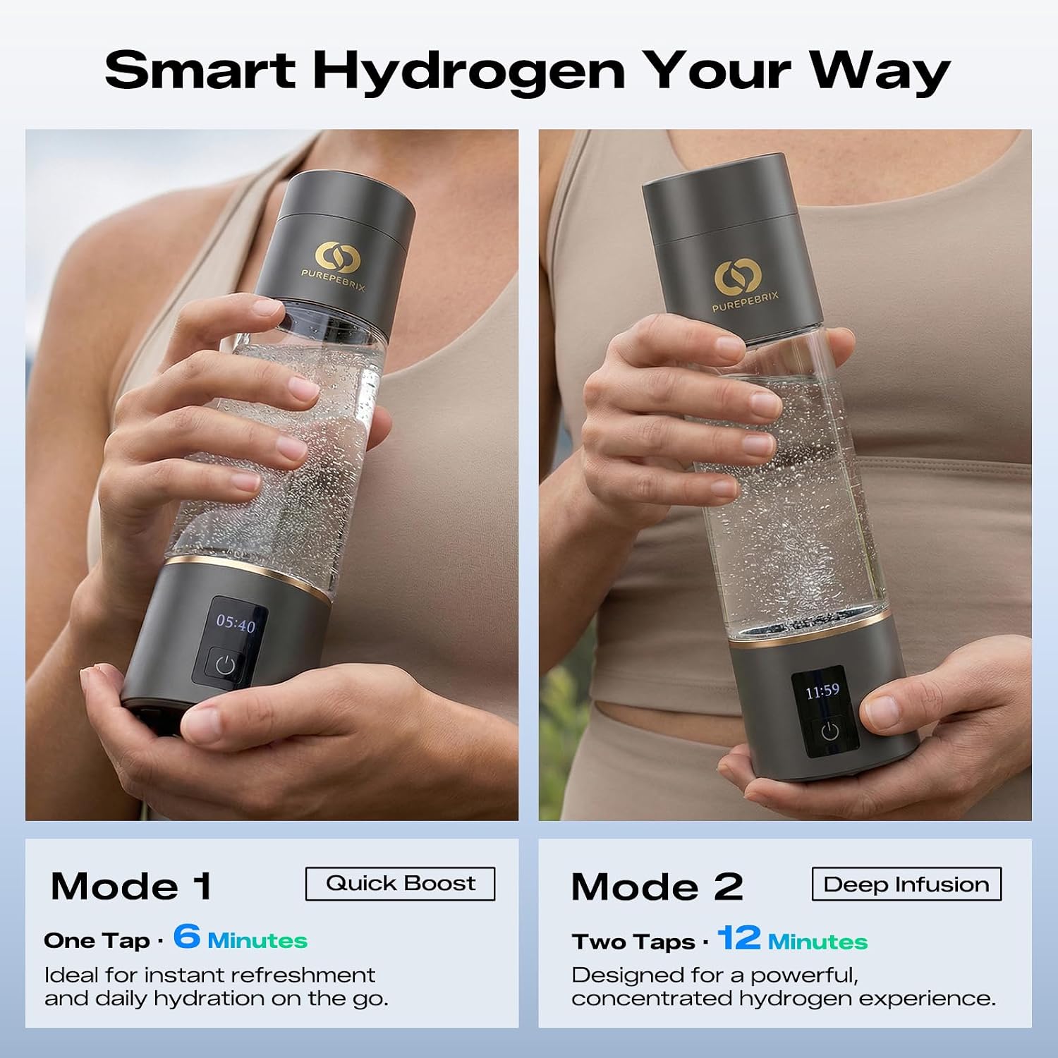 Detalle 2 de PUREPEBRIX Hydrogen Water Bottle H4000
