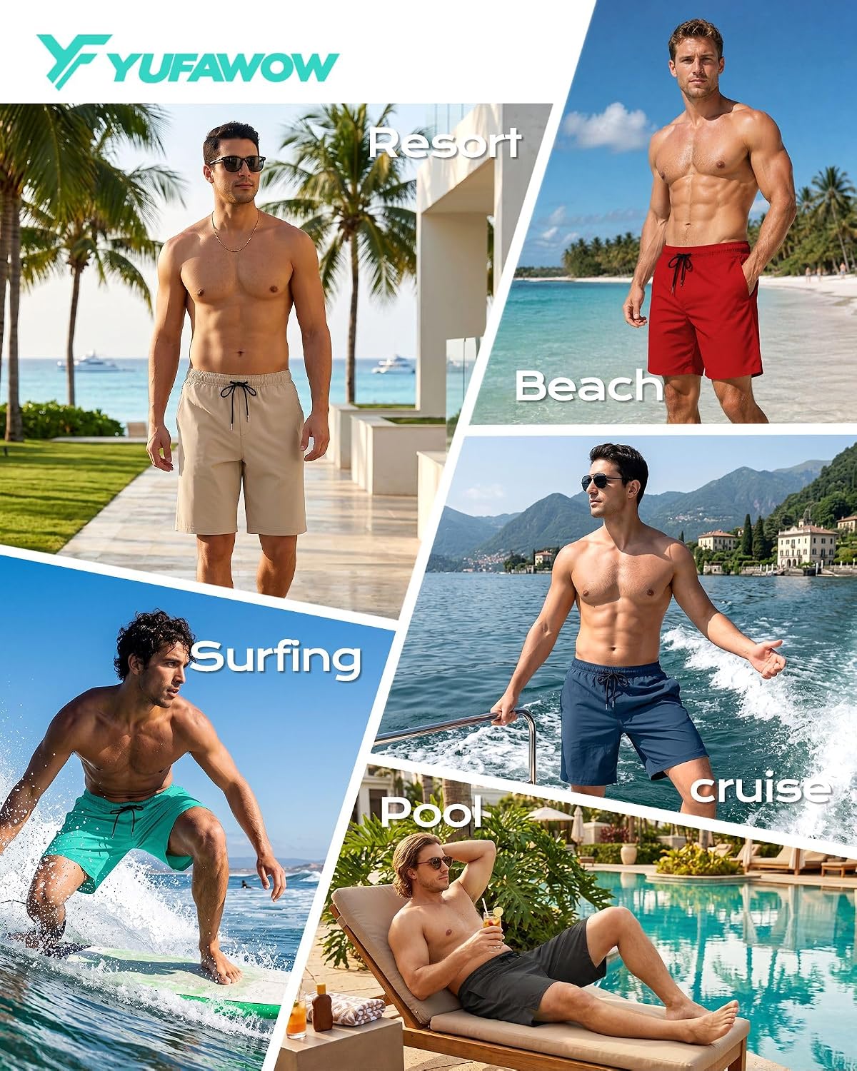 Thumbnail 1 de Yufawow Men Swim Trunks with Compression 7 Inches – Breathable, Quick-Dry, with Zip Pockets