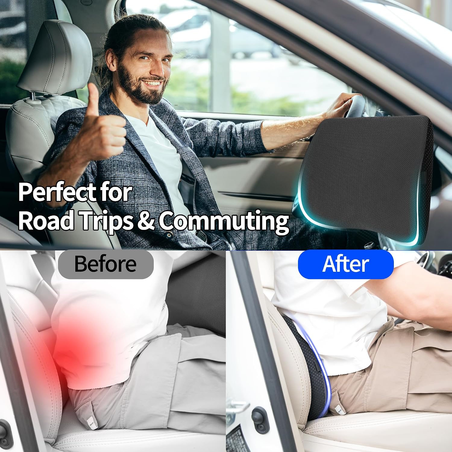 Detalle 2 de TISHIJIE Lumbar Support Pillow for Car