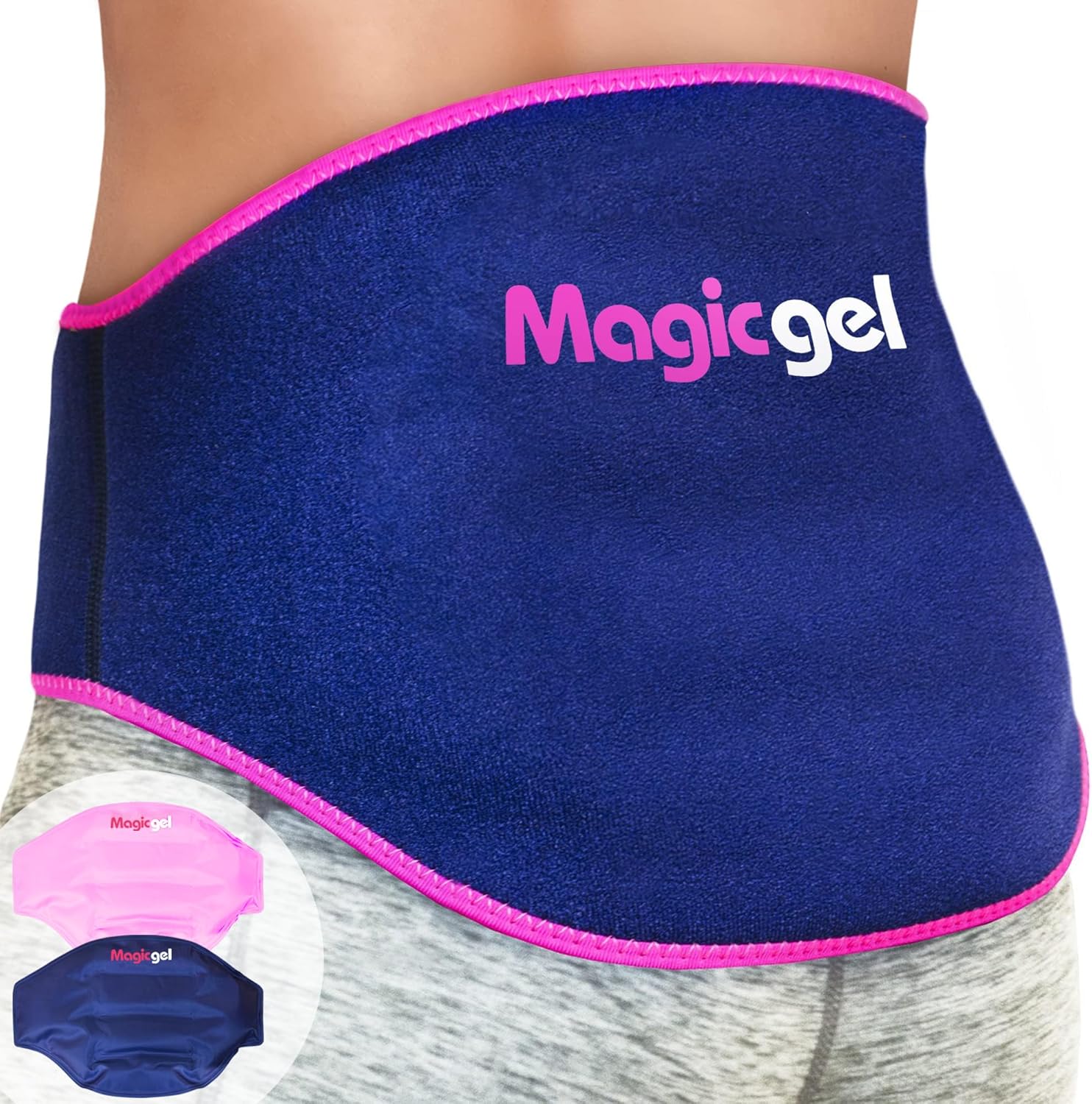 Detalle de Magic Gel Ice Pack for Back Pain Relief (2 Pack) – Reusable Lower Back Wrap for Hot or Cold Therapy
